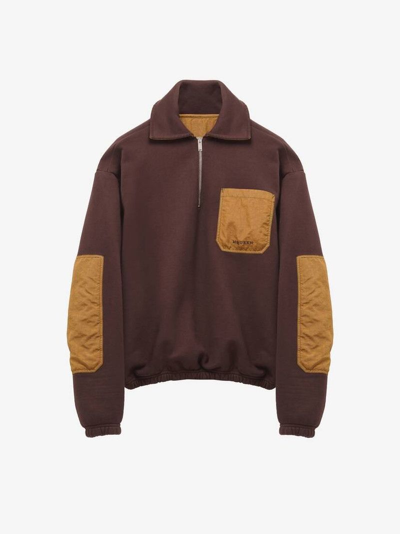 o1srvl11e0226 Contrast Pocket Track Jacket In Brown