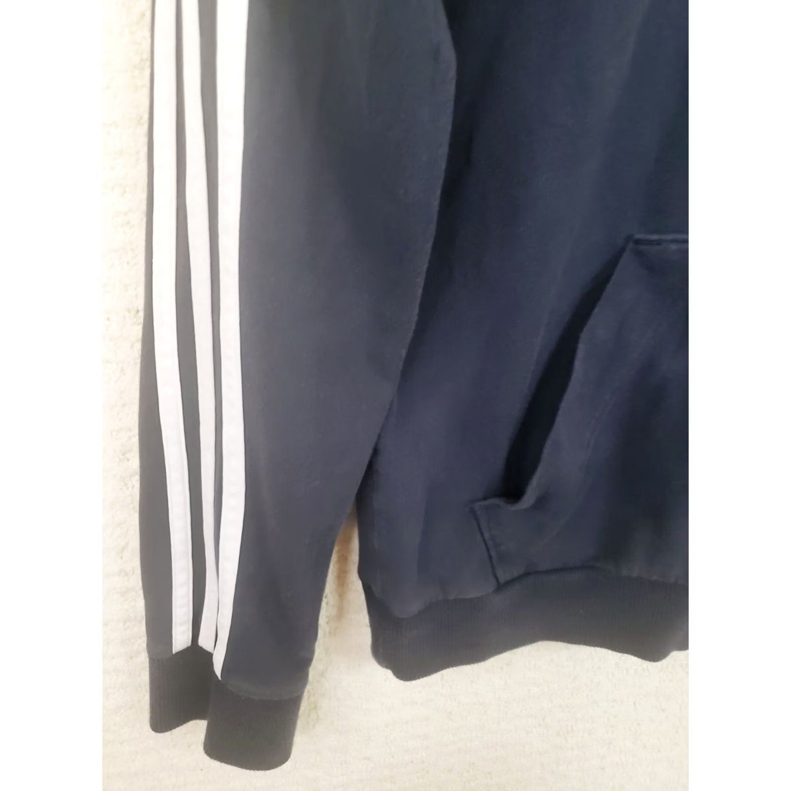 Adidas Adidas Men's S Navy Blue Full Zip Hooded Track Jacket Three Stripes on Arms & Shoulders, 36 in Chest, Jersey, Polyester, Regular Size, Jacket, Men Size US S / EU 44-46 / 1 - 7 Thumbnail