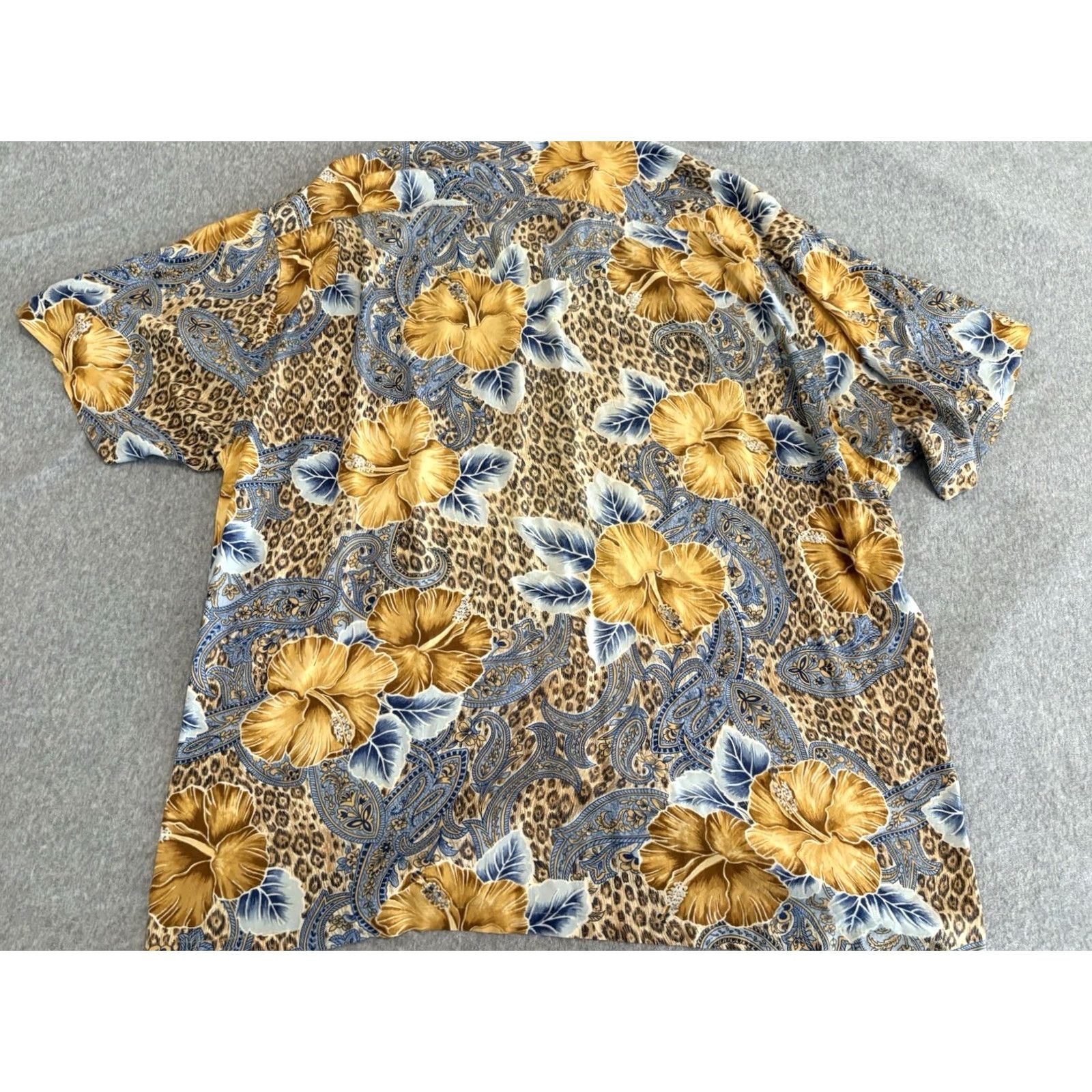 Jams World Jams World Jungle Hibiscus Floral Cheetah Paisley Short Sleeve Shirt Mens XL Size US XL / EU 56 / 4 - 5 Thumbnail