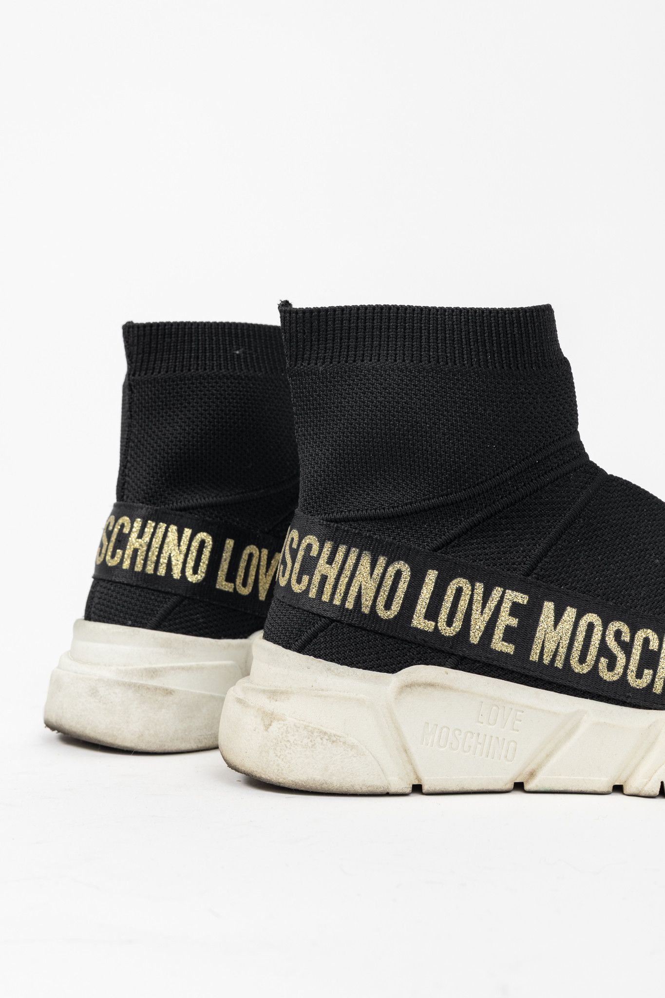 Love Moschino Love Moschino Black Glitter-Logo Sock Sneakers Size US 6.5 / IT 36.5 - 8 Thumbnail