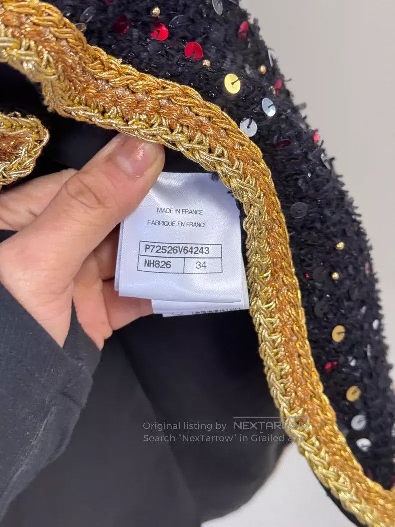 Chanel Chanel Black gold tweed sequin studded coat Size XXS / US 00 / IT 34 - 9 Thumbnail