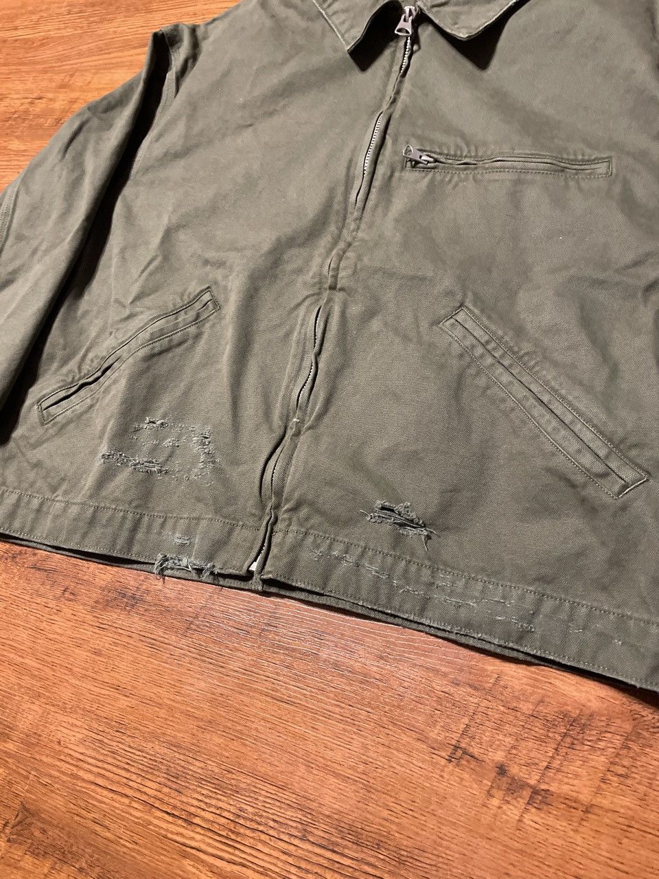 H&M H&M Olive Green Distressed Work Utility Jacket Size US XL / EU 56 / 4 - 3 Thumbnail