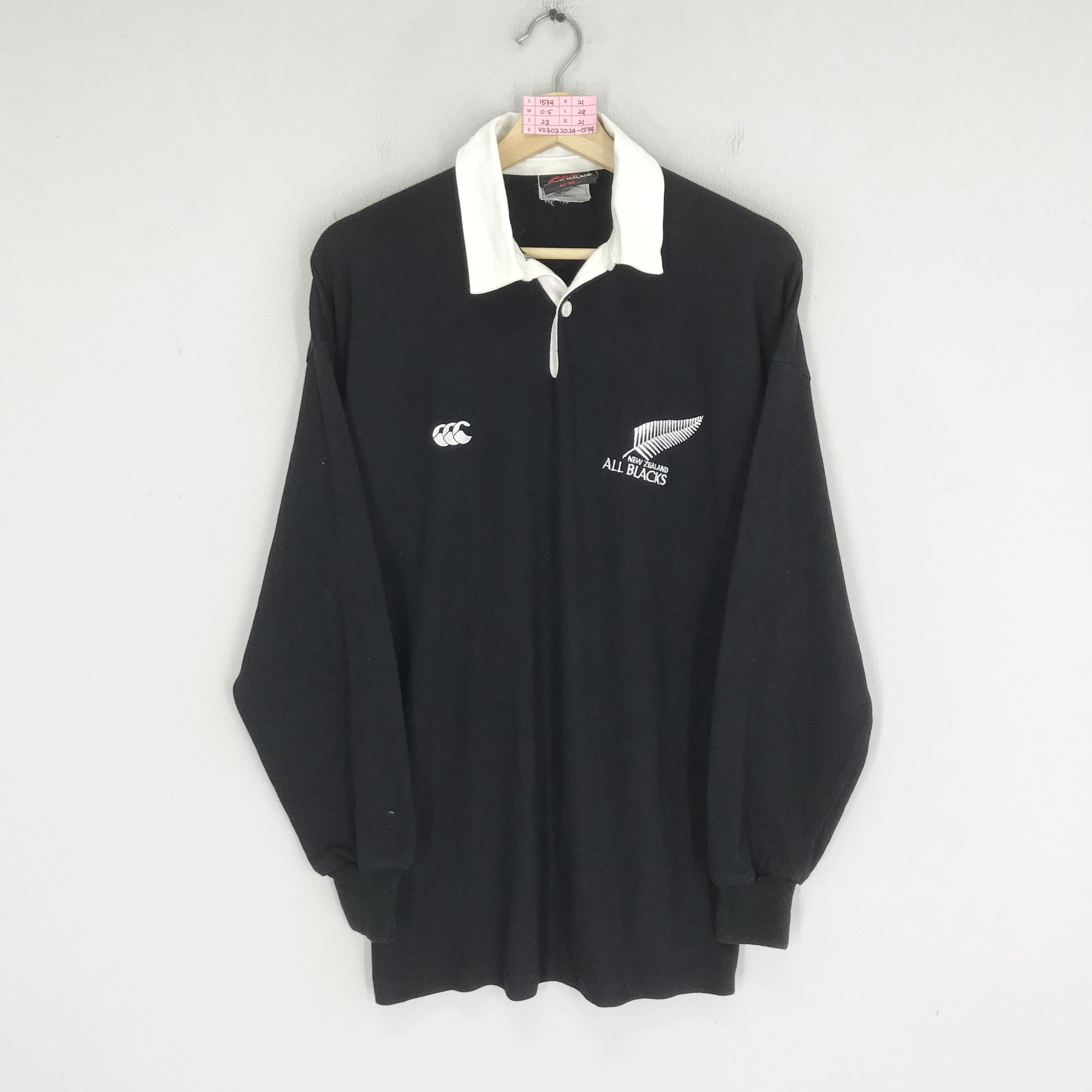 image of Vintage 90's Canterbury Of New Zealand All Black Polo Rugby, Men's (Size Large)