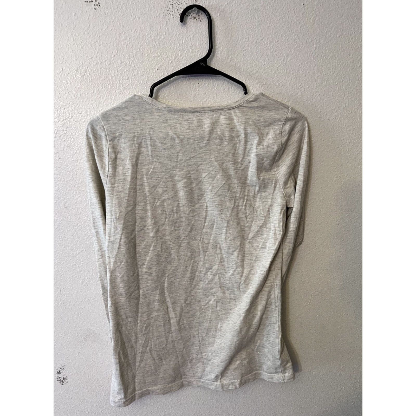 Ann Taylor LOFT Womens T-Shirt Gray Solid Crew Neck Long Sleeve Stretch Top Tee M Cotton Blend Basic Casual Vintage: No Size M / US 6-8 / IT 42-44 - 2 Thumbnail