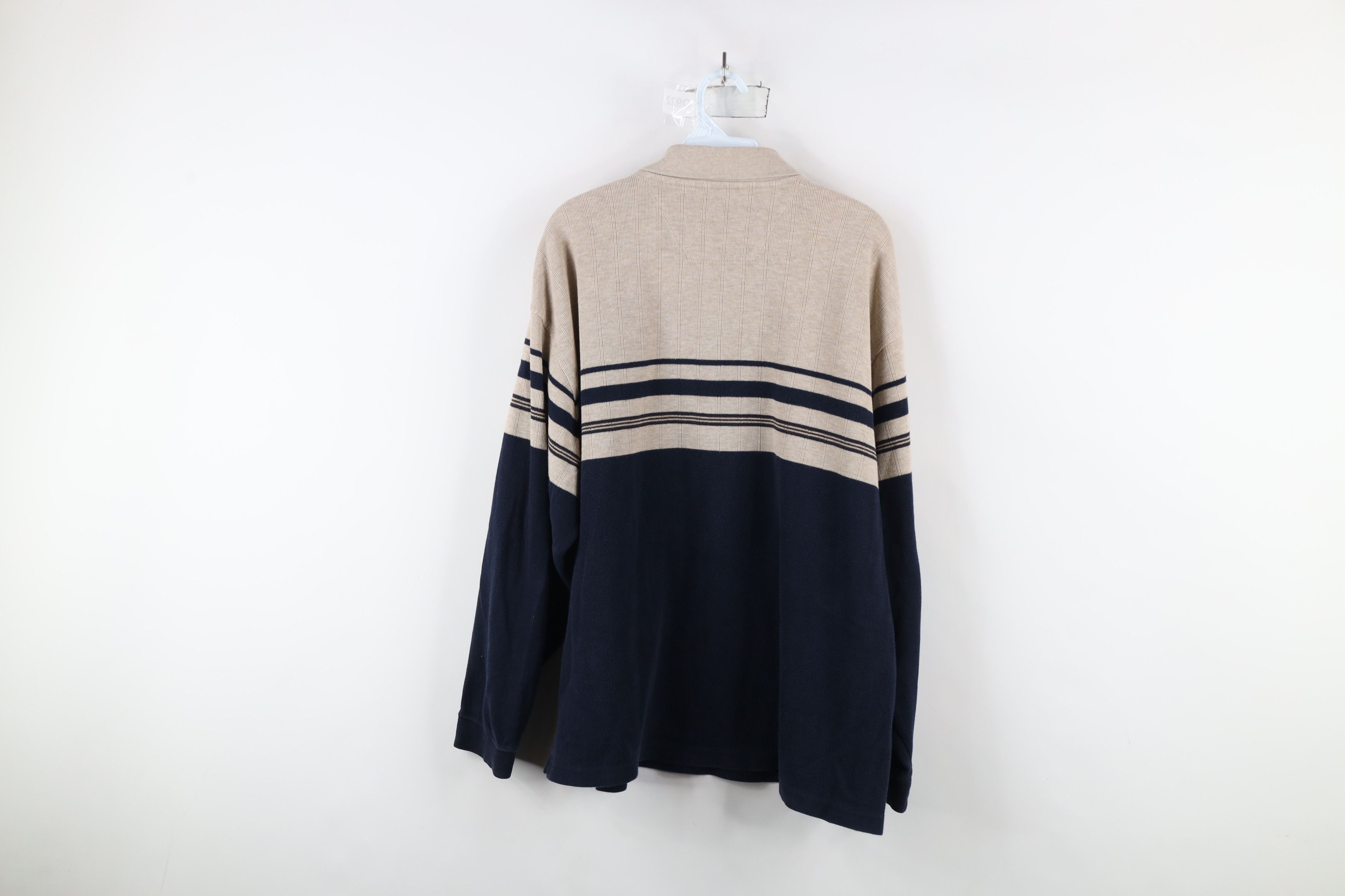 Vintage Vintage 90s Streetwear Striped Ribbed Knit Long Sleeve Polo Size US XL / EU 56 / 4 - 8 Thumbnail
