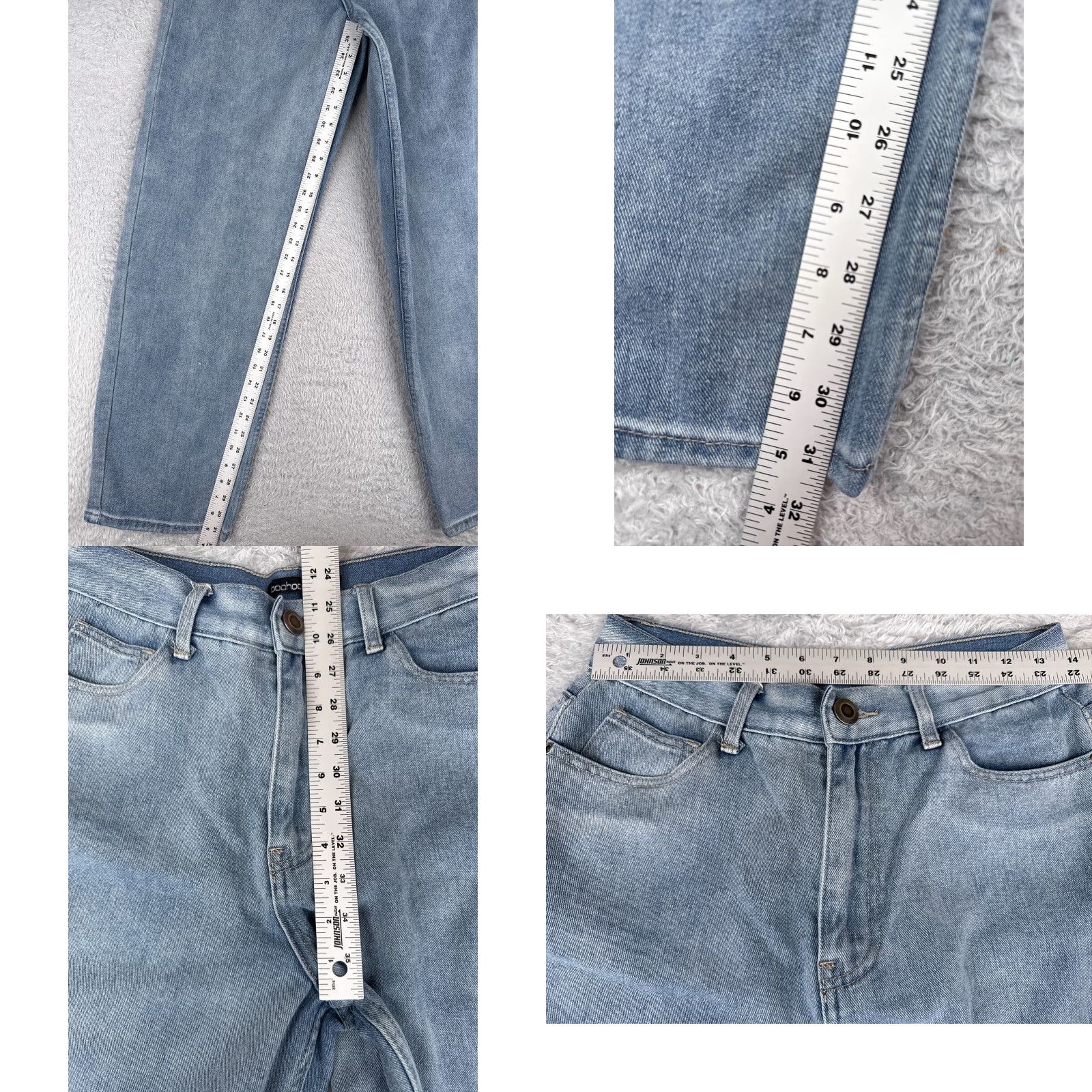Boohoo Boohoo Women's 8 Blue High Rise Wide Leg Jeans 28x32 Denim Flared Distressed Size 30" / US 8 / IT 44 - 8 Thumbnail