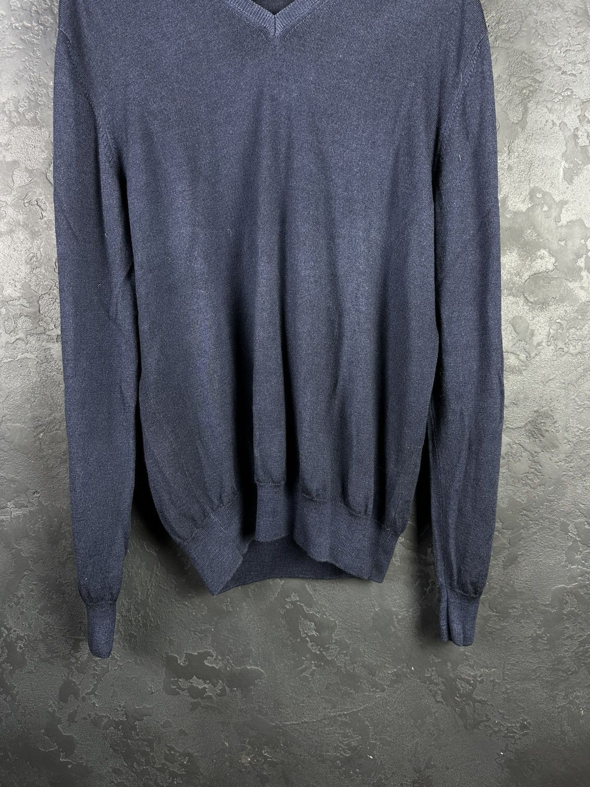 Gran Sasso × Vintage Vintage Gran Sasso Gray Merino Wool V Neck Sweater Men's 54 Size US L / EU 52-54 / 3 - 3 Thumbnail