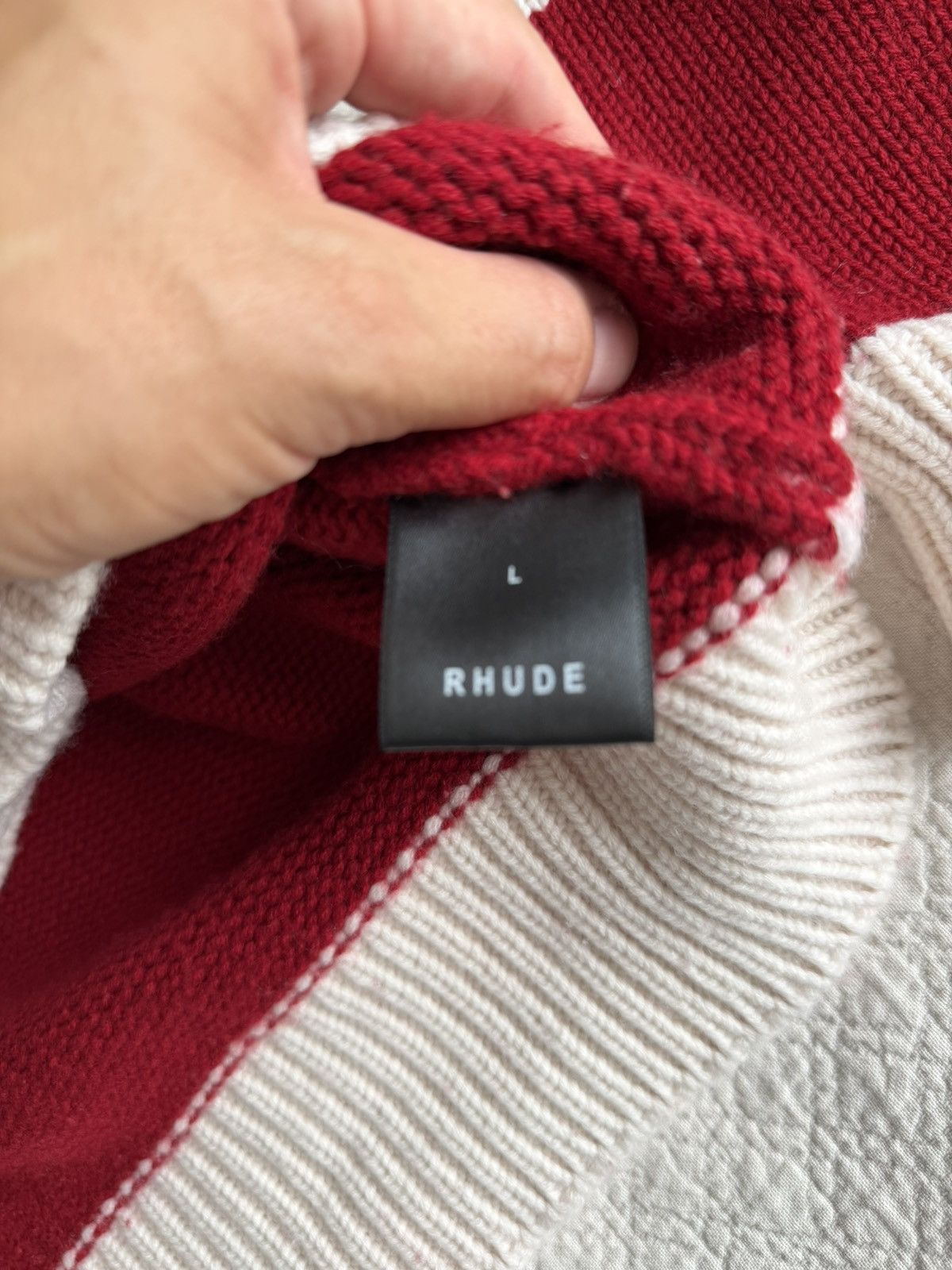 Rhude Rhude Red and Cream Knitted Sweater Size US L / EU 52-54 / 3 - 5 Thumbnail