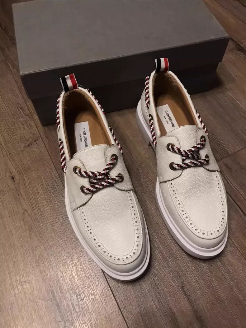 Thom Browne Thom Browne White full leather boat shoes Size US 7 / EU 40 - 1 Thumbnail