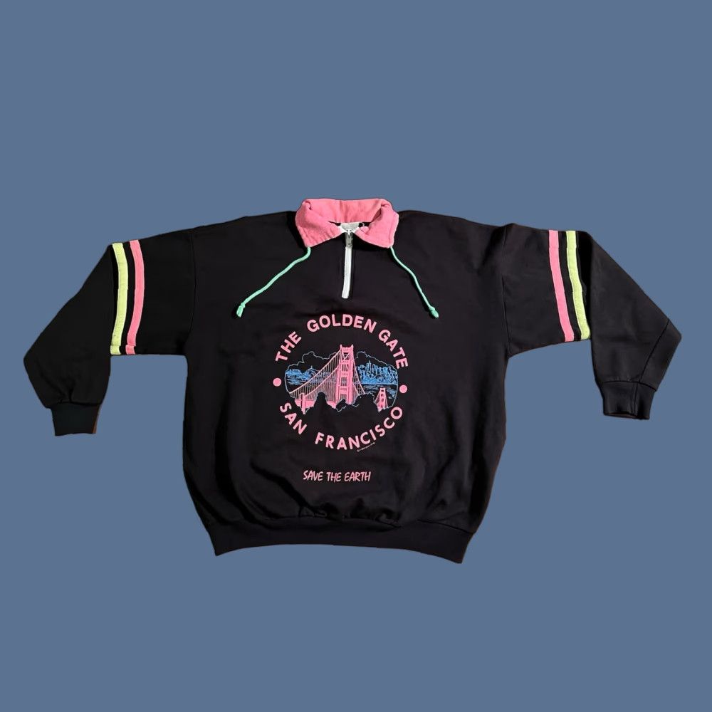 Vintage VINTAGE San Francisco Golden Gate Bridge Save the Earth Sweater L Black 1990 Size US L / EU 52-54 / 3 - 1 Thumbnail