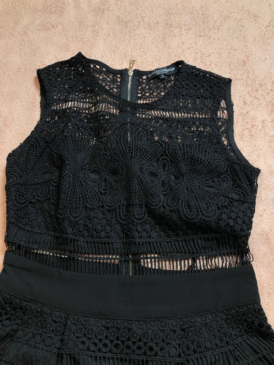 Dolce & Gabbana DOLCE GABBANA Crochet Fit and Flare Dress in Black Size S / US 4 / IT 40 - 10 Thumbnail