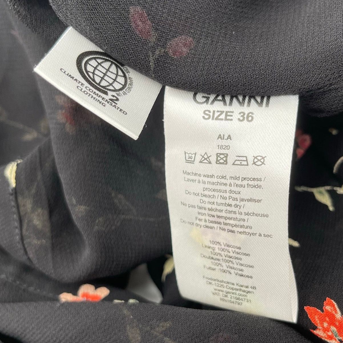 Ganni GANNI | Elm Floral Wrap Top in Black Pink Chiffon 36 / S Size S / US 4 / IT 40 - 8 Thumbnail