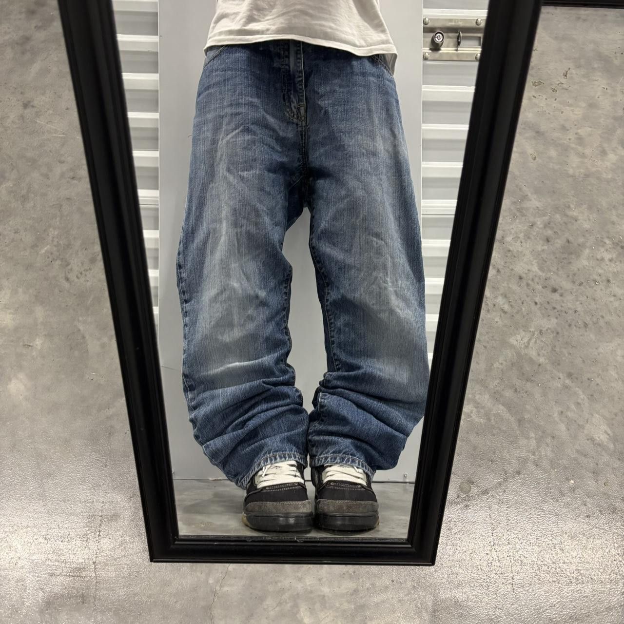 Japanese Brand × Vintage Crazy Vintage Y2K/2000s Grunge Faded Dark Wash Denim Jeans! Size US 36 / EU 52 - 1 Thumbnail