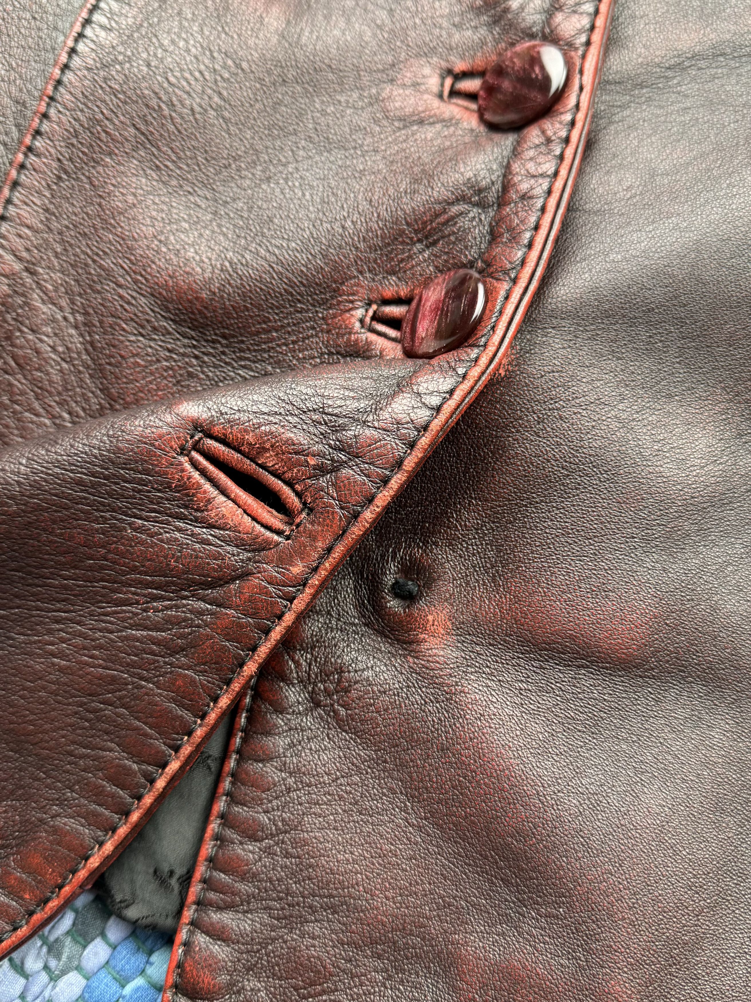 Vintage Vintage Faded Leather Jacket A89D15(467) Size S / US 4 / IT 40 - 7 Thumbnail
