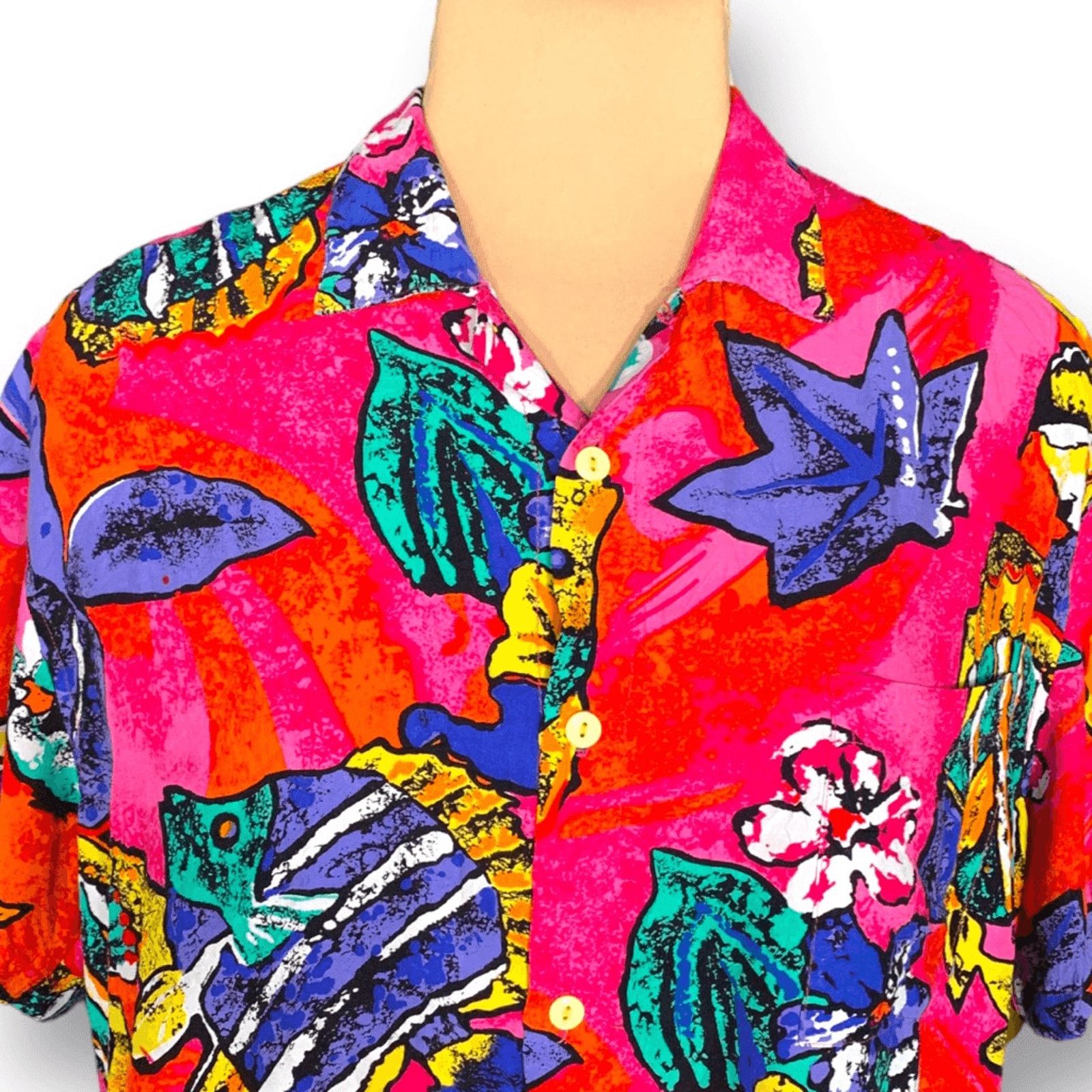 Hilo Hattie × Vintage Vintage Hilo Hattie Hawaiian Shirt Bright Tropical Fish Size US XL / EU 56 / 4 - 4 Thumbnail