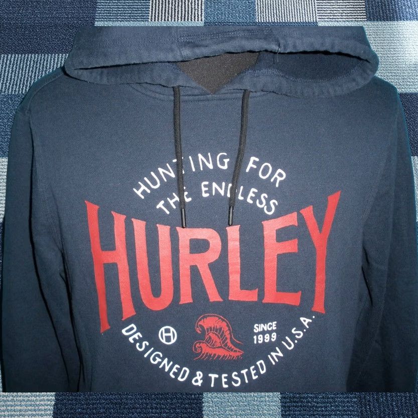 Hurley Hurley Pullover Hoodie Sweatshirt Navy Blue Logo Print Hooded Men’s Large Size US L / EU 52-54 / 3 - 1 Thumbnail