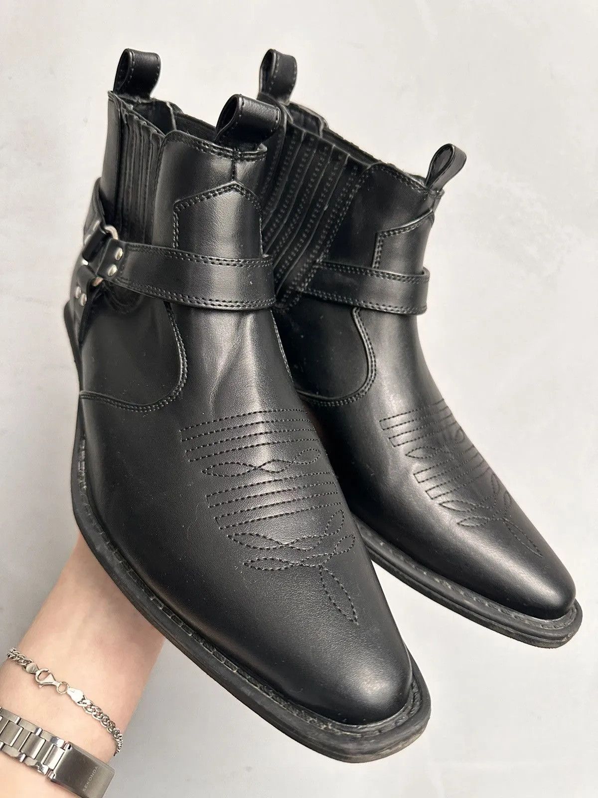 Western Rise VINTAGE BOOTS LEATHER AS 98 COWBOYS GUIDI WESTERN STYLE GOA Size US 7.5 / EU 40-41 - 4 Thumbnail