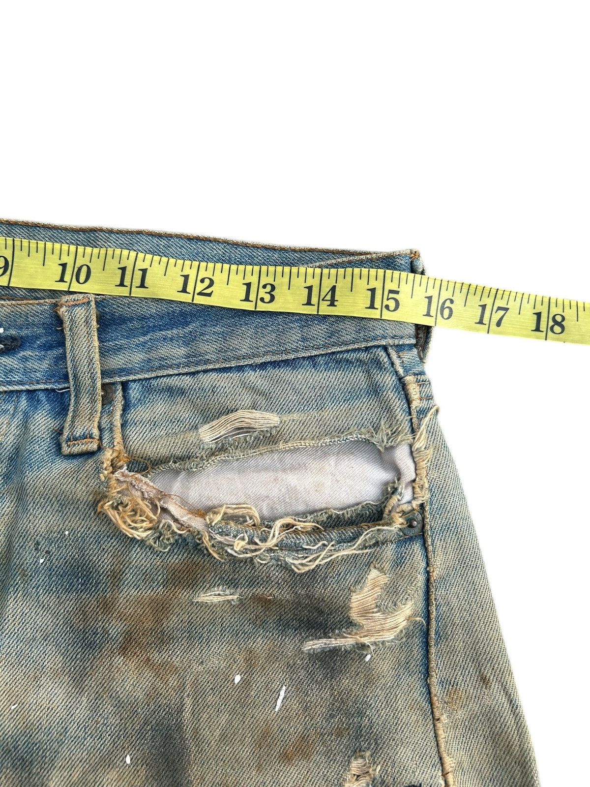 Levi's 80's THRASHED Levi's 6 Selvedge Reconstructed Repair Denim Size US 31 - 19 Thumbnail