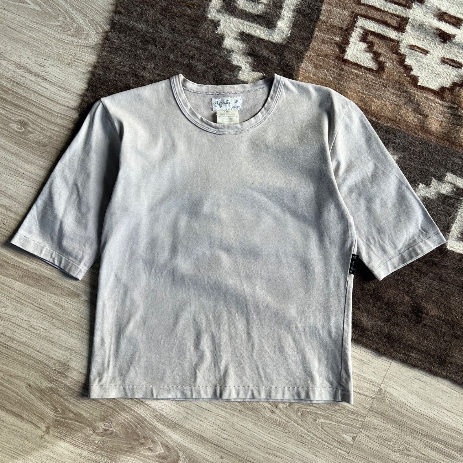 agnes b. Agnes B Paris Minimalist Grey Tee 9940AC Size S / US 4 / IT 40 - 3 Thumbnail