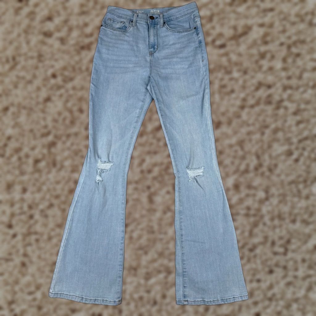 Vintage ana Jeans Womens Jeans Flared Distressed High Rise 27x32 Blue Denim Cotton Blend Regular 6 Womens Men? Size 28" / US 6 / IT 42 - 1 Thumbnail