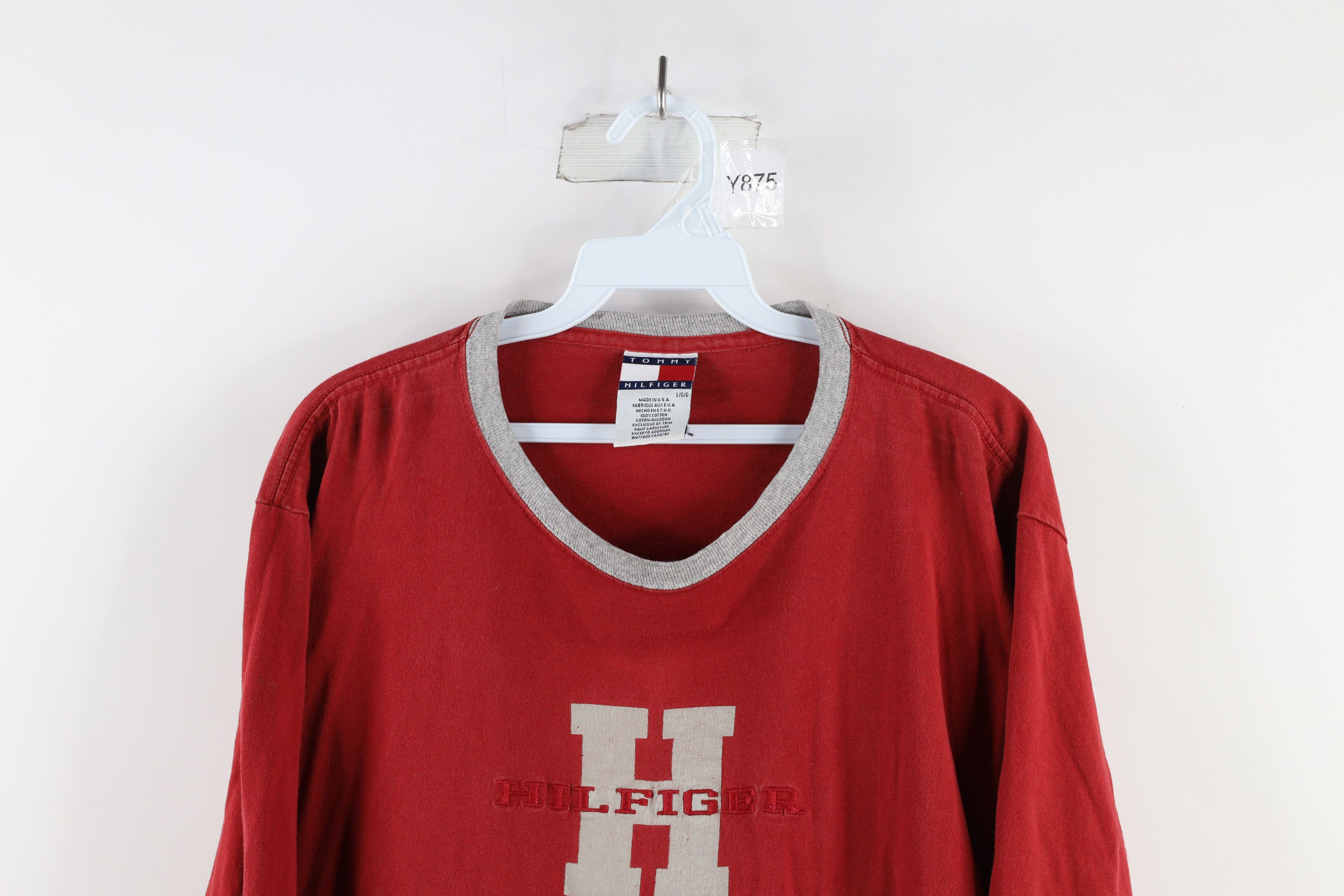 Tommy Hilfiger × Vintage Vintage 90s Tommy Hilfiger Big Logo Long Sleeve T-Shirt USA Size US L / EU 52-54 / 3 - 2 Thumbnail