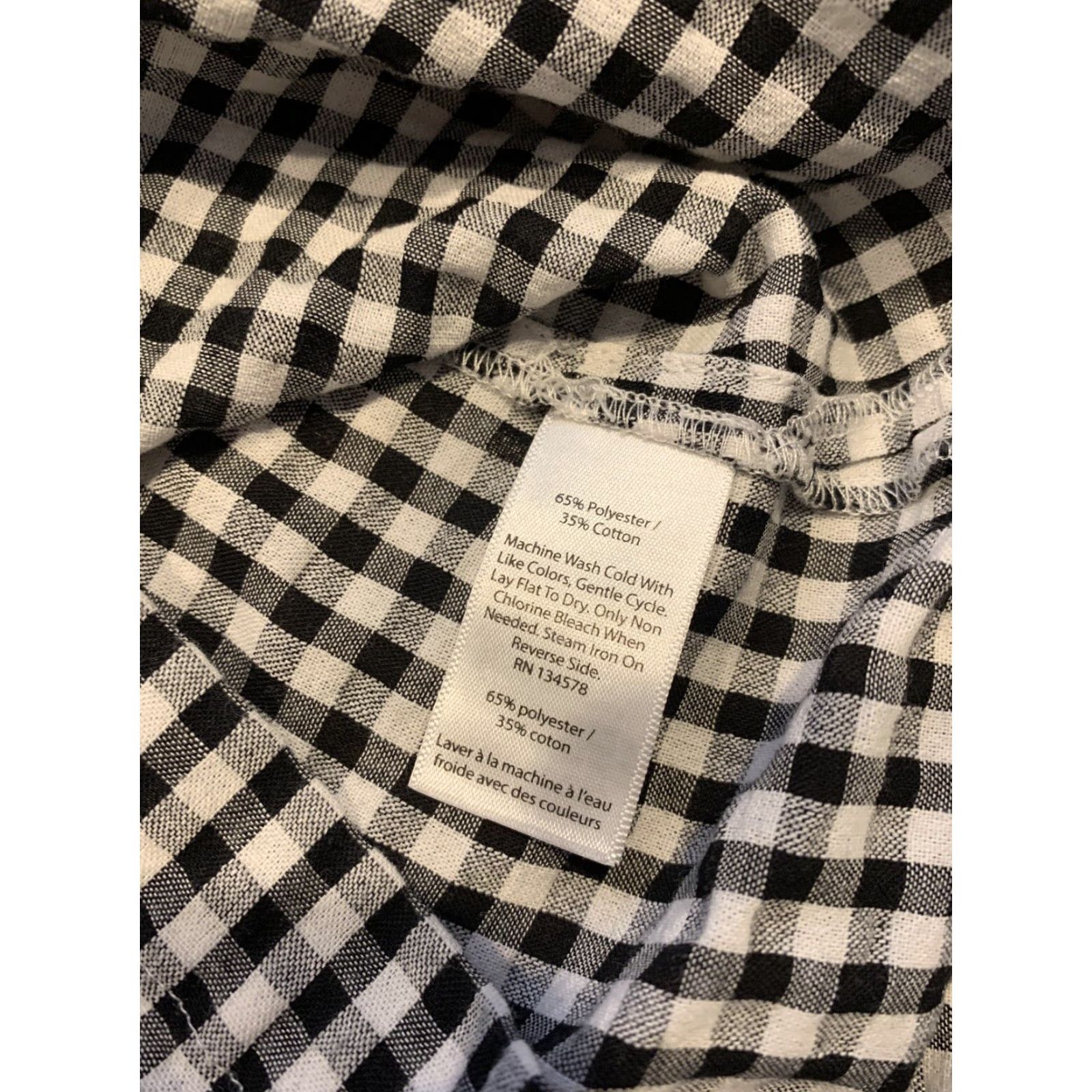 Vineyard Vines Vineyard Vines Blouse Shirt Women XS 3/4 Sleeve V-Neck Tie Sleeve Black White Checkered Tunic Shirt Womens Regular Fit Cotton Size XS / US 0-2 / IT 36-38 - 3 Thumbnail