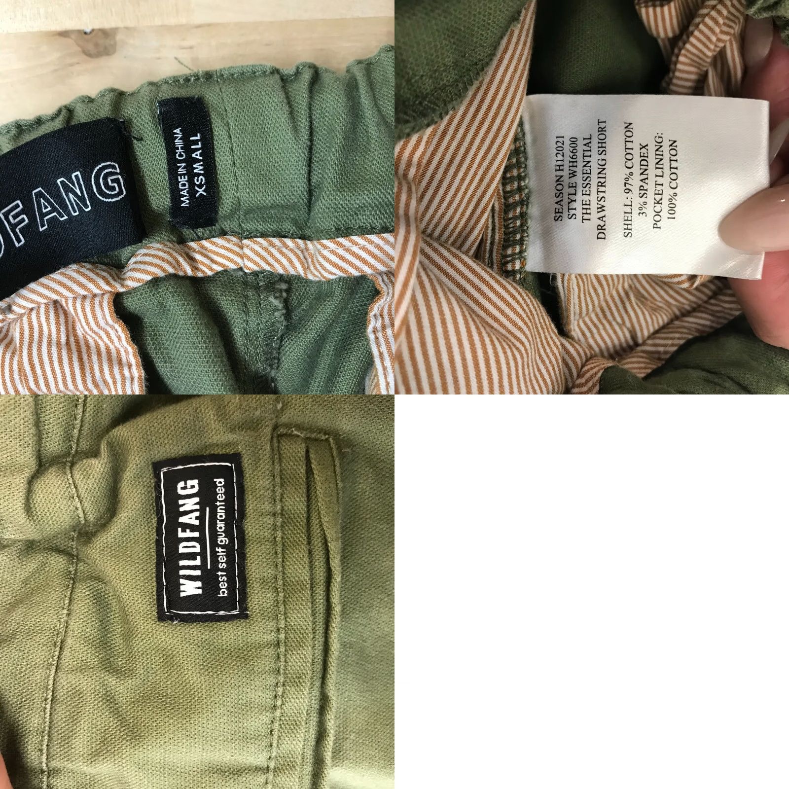 Wildfang WILDFANG Shorts Womens XS Green Cotton Blend Drawstring Waist Size 26" / US 2 / IT 38 - 8 Thumbnail