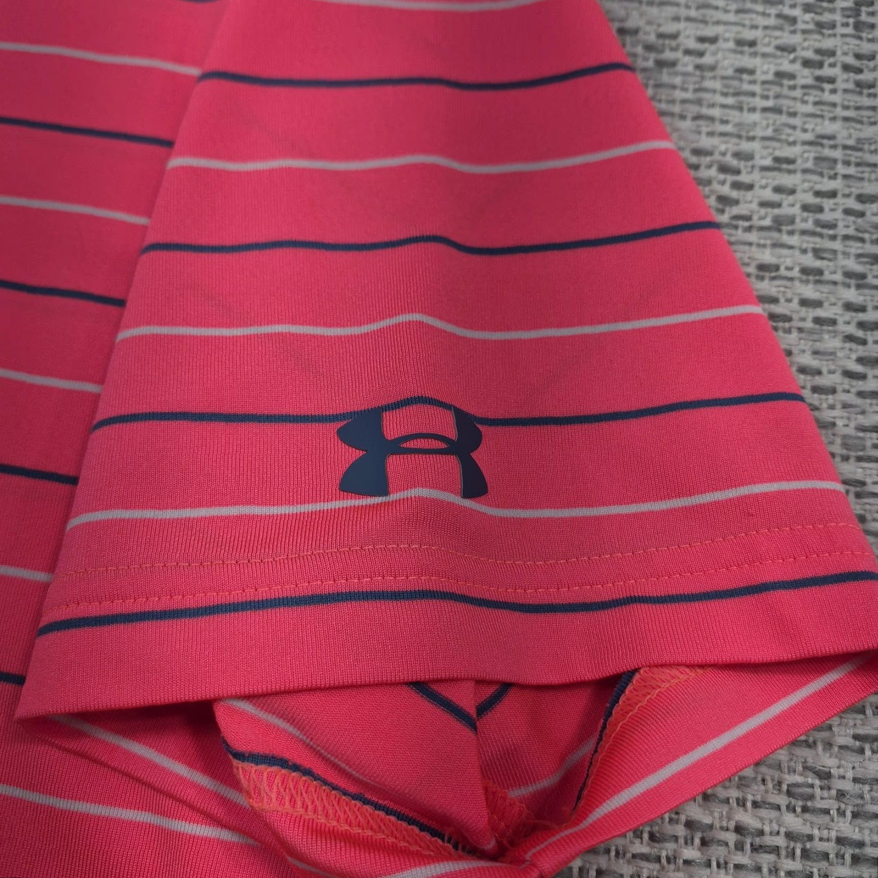 Under Armour Under Armour Golf Polo Shirt Mens Large Pink Stripe We Ko Pa Club HeatGear Tech Polo Size US L / EU 52-54 / 3 - 6 Thumbnail