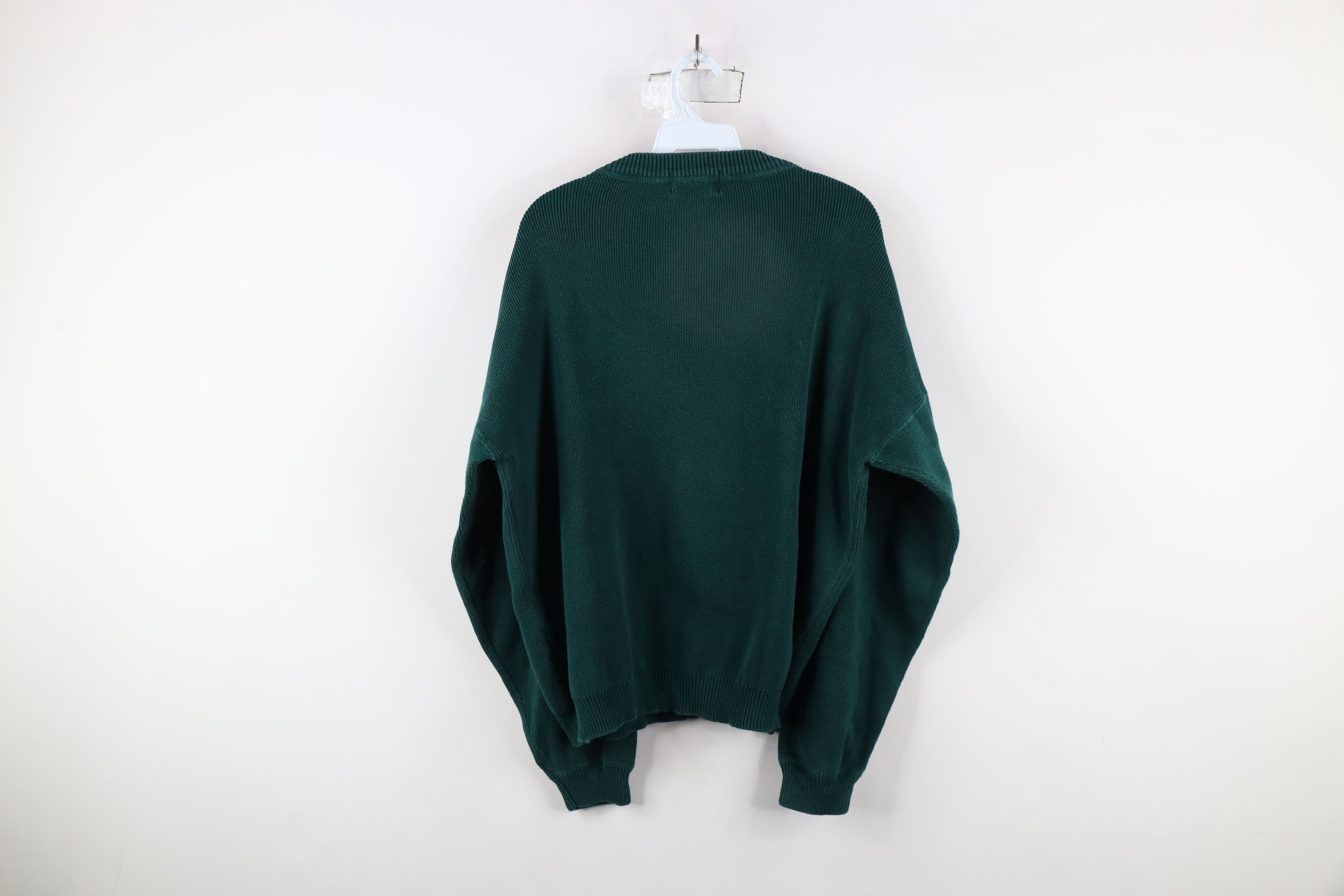 Eddie Bauer × Vintage Vintage 90s Eddie Bauer Cotton Ribbed Knit Sweater Green Size US L / EU 52-54 / 3 - 5 Thumbnail