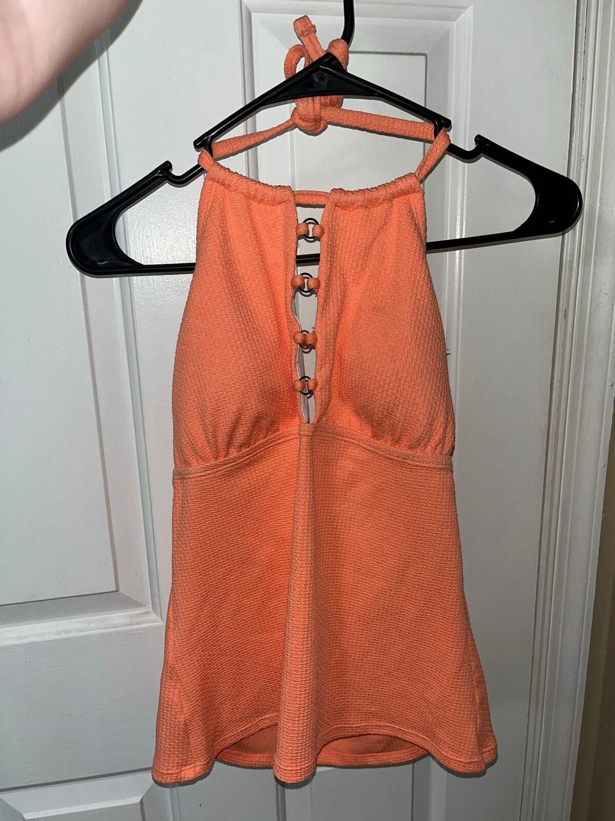 Other NWT Mynah Size Med Peach Textured Halter Bikini Swimsuit Top Size ONE SIZE - 1 Thumbnail
