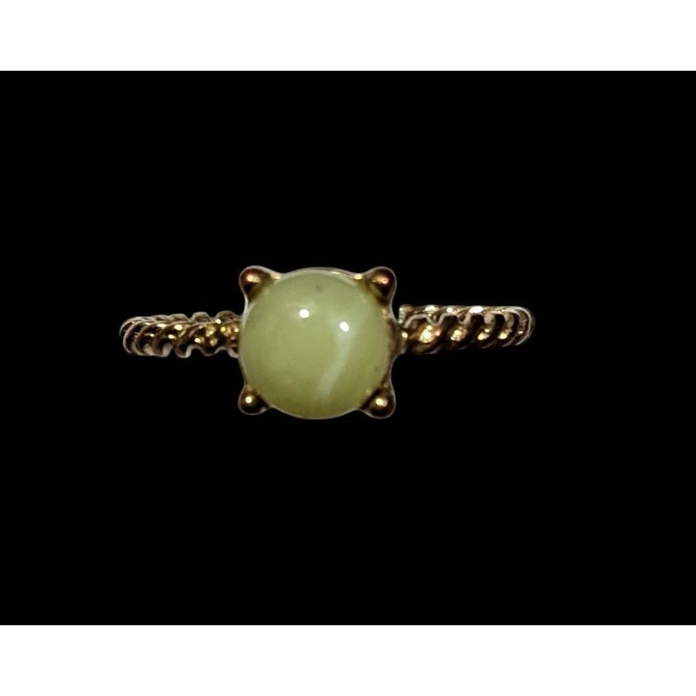 Other Simple Twisted Gold Tone Ring With Small Green Cabochon Size Size ONE SIZE - 1 Thumbnail