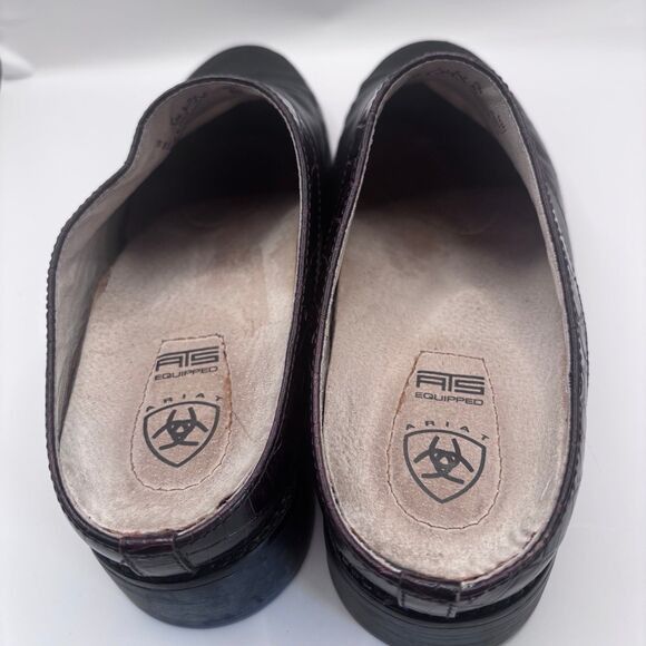 Ariat Ariat Apron-Toe Mules Women 7B Black & Brown Leather Slide Size US 7 / IT 37 - 3 Thumbnail