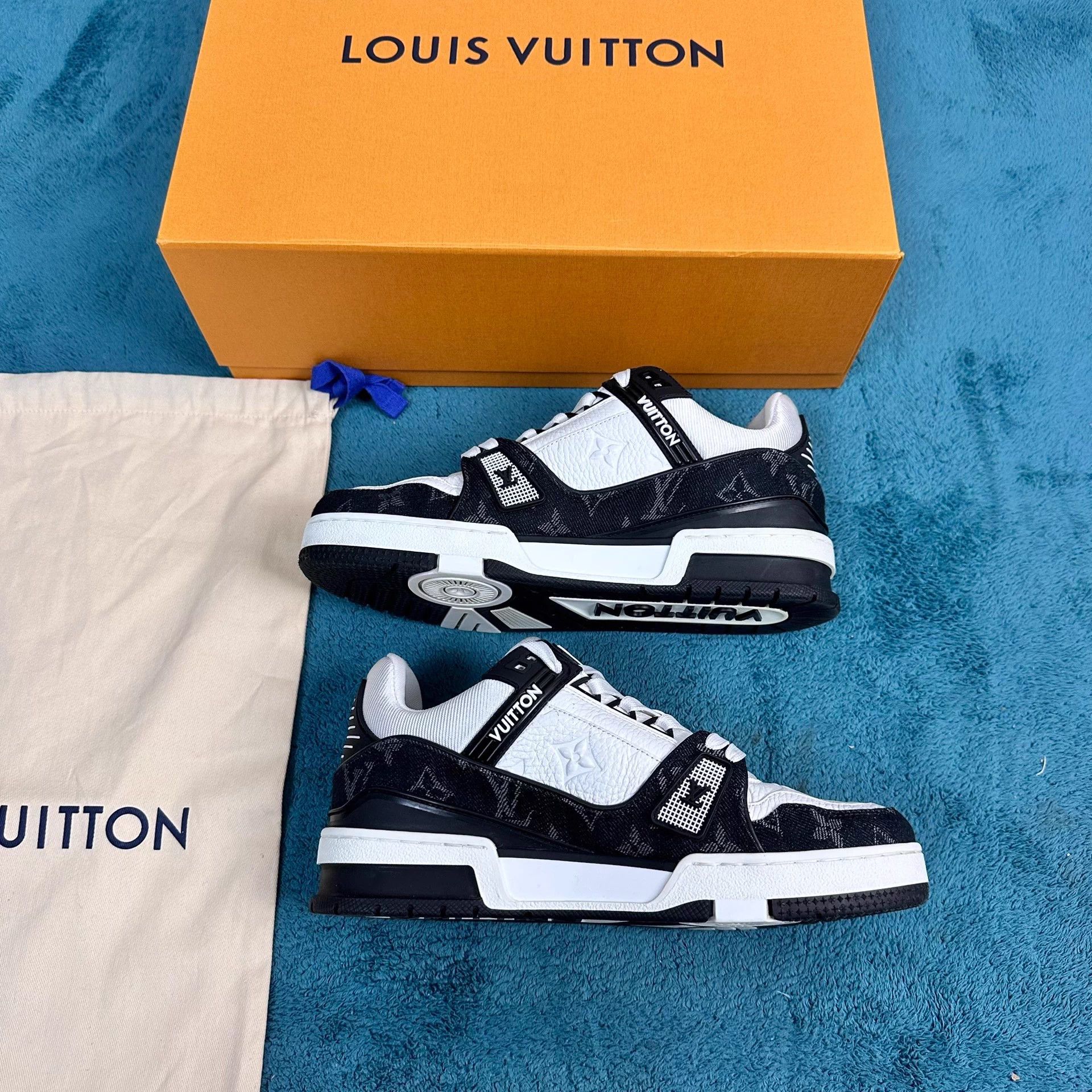 Louis Vuitton LV Trainer Panda Black White Denim Size US 7 / IT 37 - 3 Thumbnail