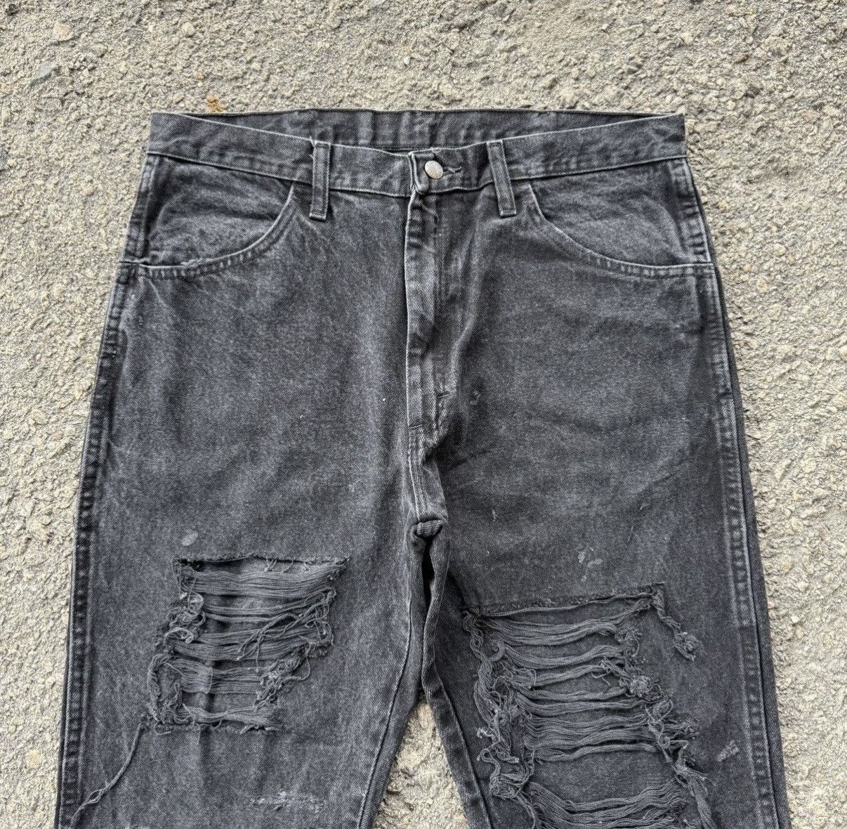 Rustler VINTAGE RUSTLER BLACK JEAN RIPPEP DENIM PANTS Size US 36 / EU 52 - 4 Thumbnail