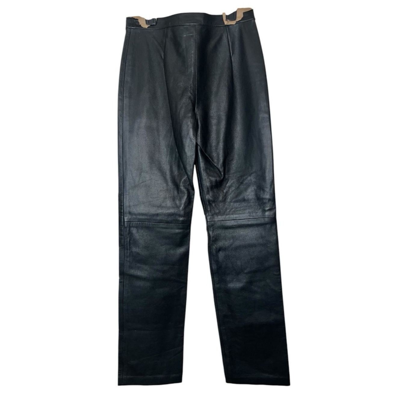 Other Poleci Black Lambskin Leather Pants Moto Knee Detail Mid-Ri Size 27" / US 4 / IT 40 - 2 Thumbnail