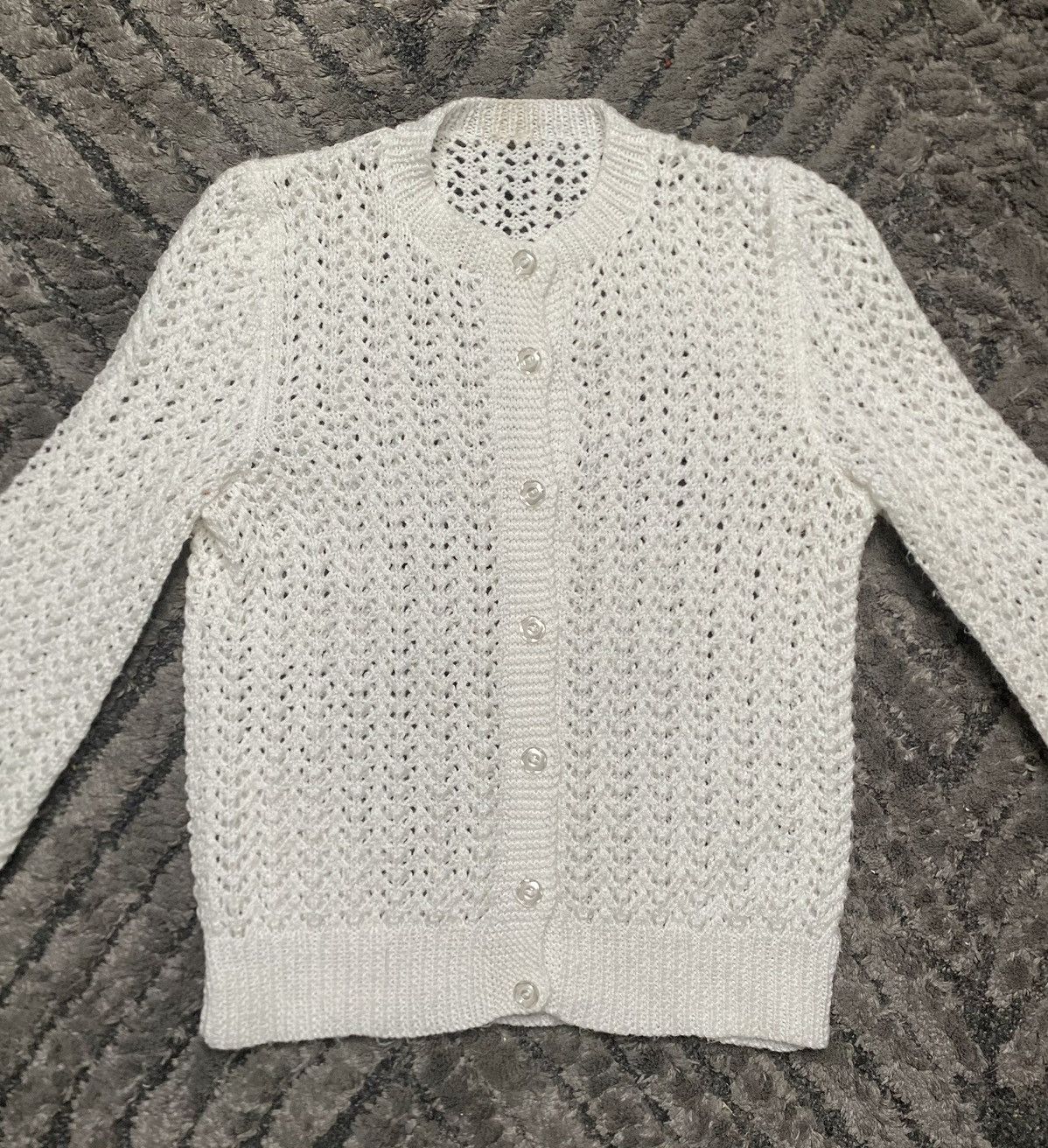 Vintage Vintage White Basic sweater Cardigan thin, transparent lace Size S / US 4 / IT 40 - 2 Thumbnail