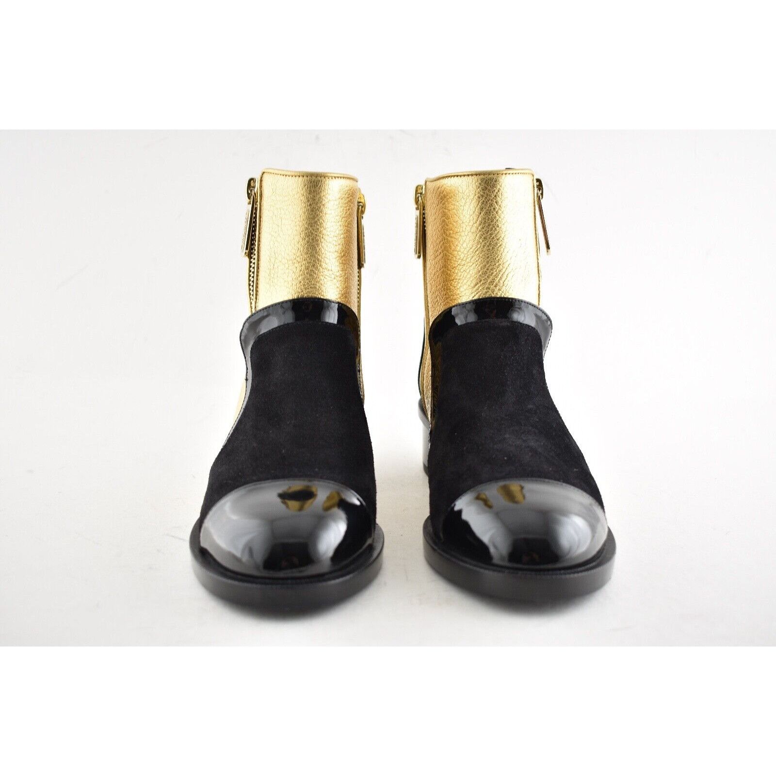 Chanel Chanel 18B Gold Black Patent Suede CC Logo Zipper Zip Size US 5 / IT 35 - 4 Thumbnail