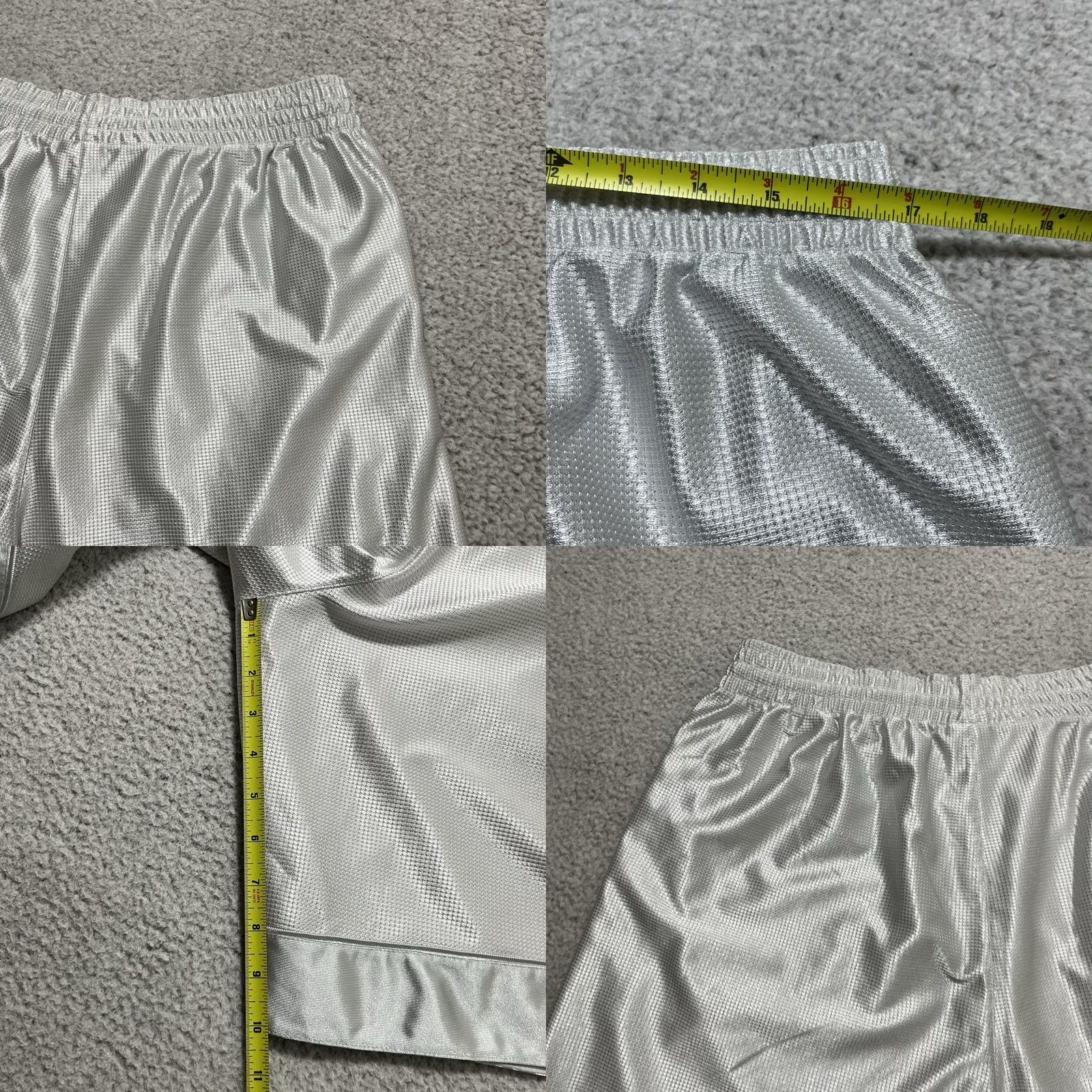Nike VINTAGE Nike Shorts Mens XL White Basketball Training Gym Dazzle Shiny Y2K Swoosh Silky Size US 36 / EU 52 - 9 Thumbnail