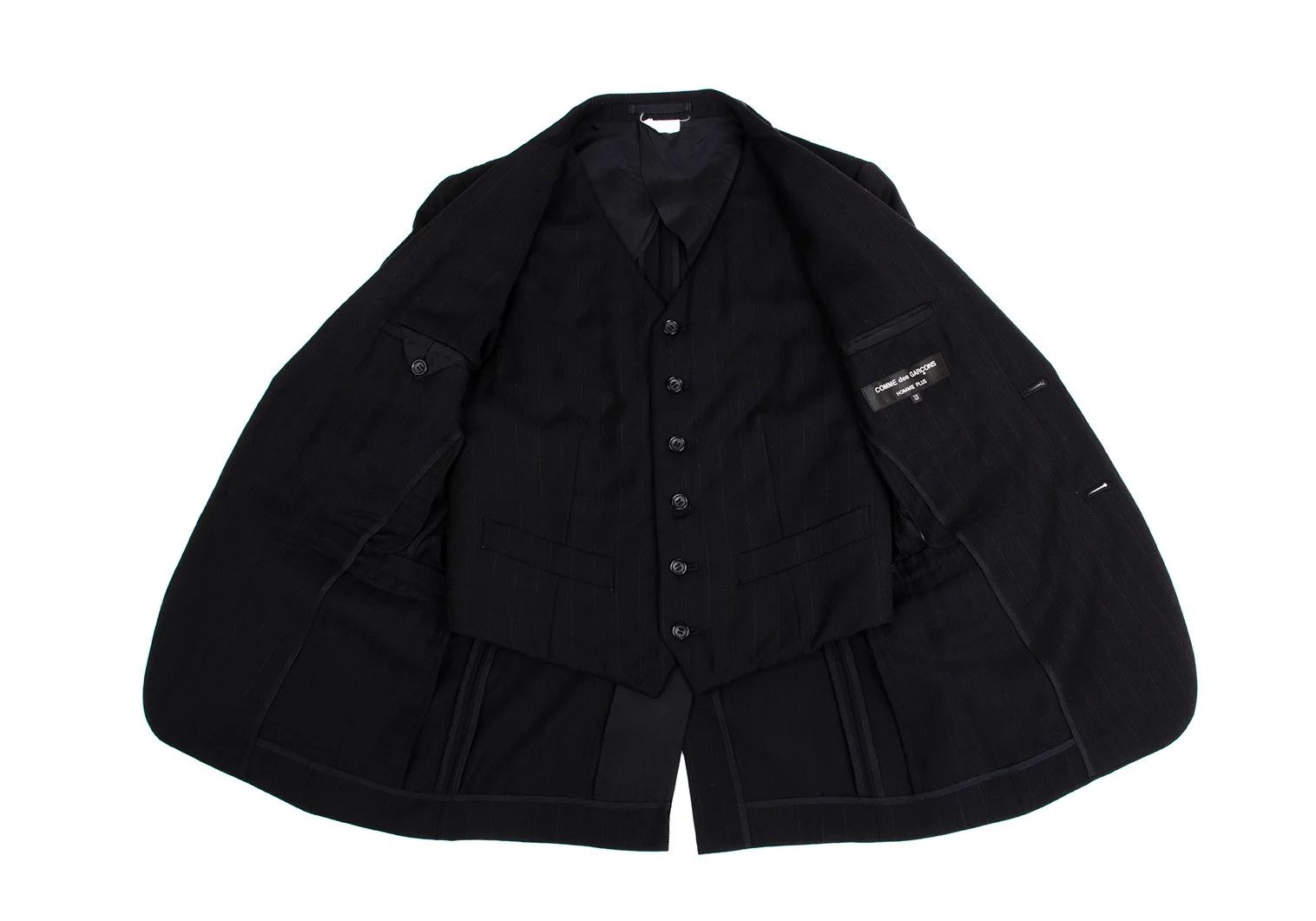 Comme des Garcons Homme Plus Layered Stripe Jacket in Black and Red, Size XS Size US XS / EU 42 / 0 - 12 Thumbnail
