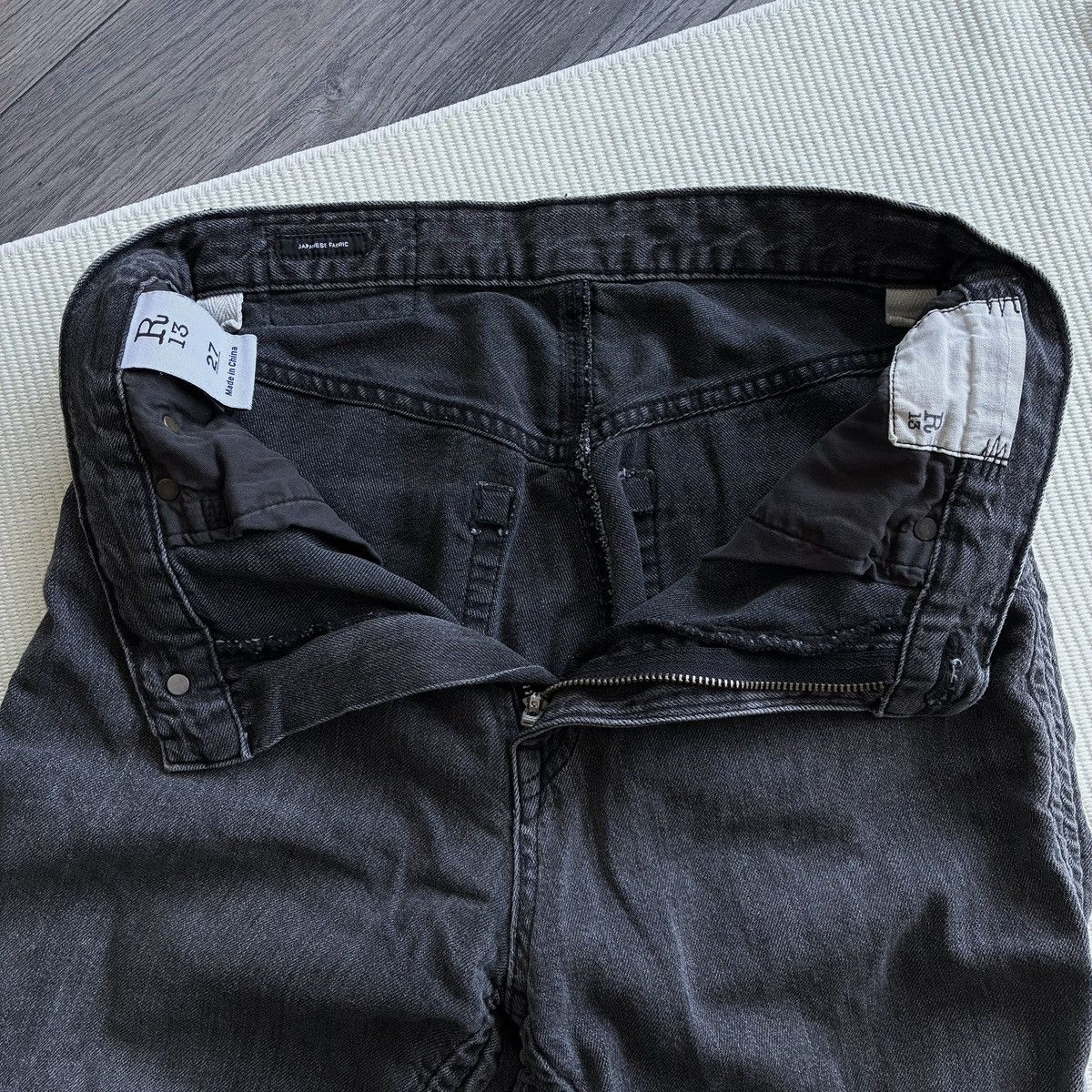 R13 R13 Shirring Jane Kane Black Jeans Size 28" / US 6 / IT 42 - 5 Thumbnail