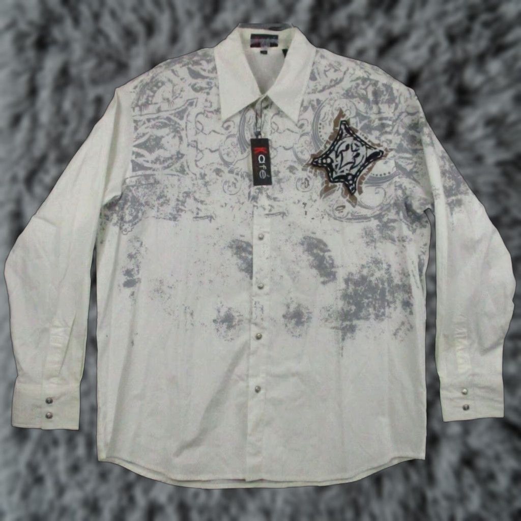 Vintage Kafe Collection Dress Shirt XXL Men Cotton Stretch Fashion Cross Design NWT Size 48R - 1 Thumbnail