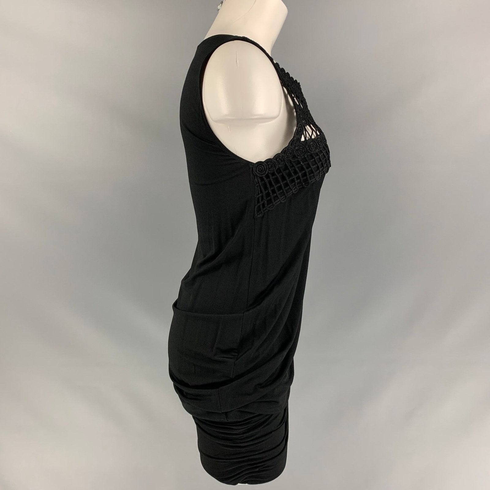 La Perla LA PERLA Black Jersey Crochet Sleeveless Cocktail Dress Size M / US 6-8 / IT 42-44 - 3 Thumbnail