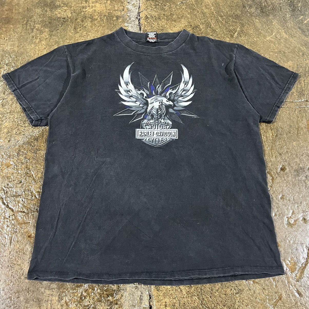 Harley Davidson × Vintage Crazy Vintage 90s Harley Davidson Eagle Biker Logo Tee Shirt Size US XL / EU 56 / 4 - 3 Thumbnail