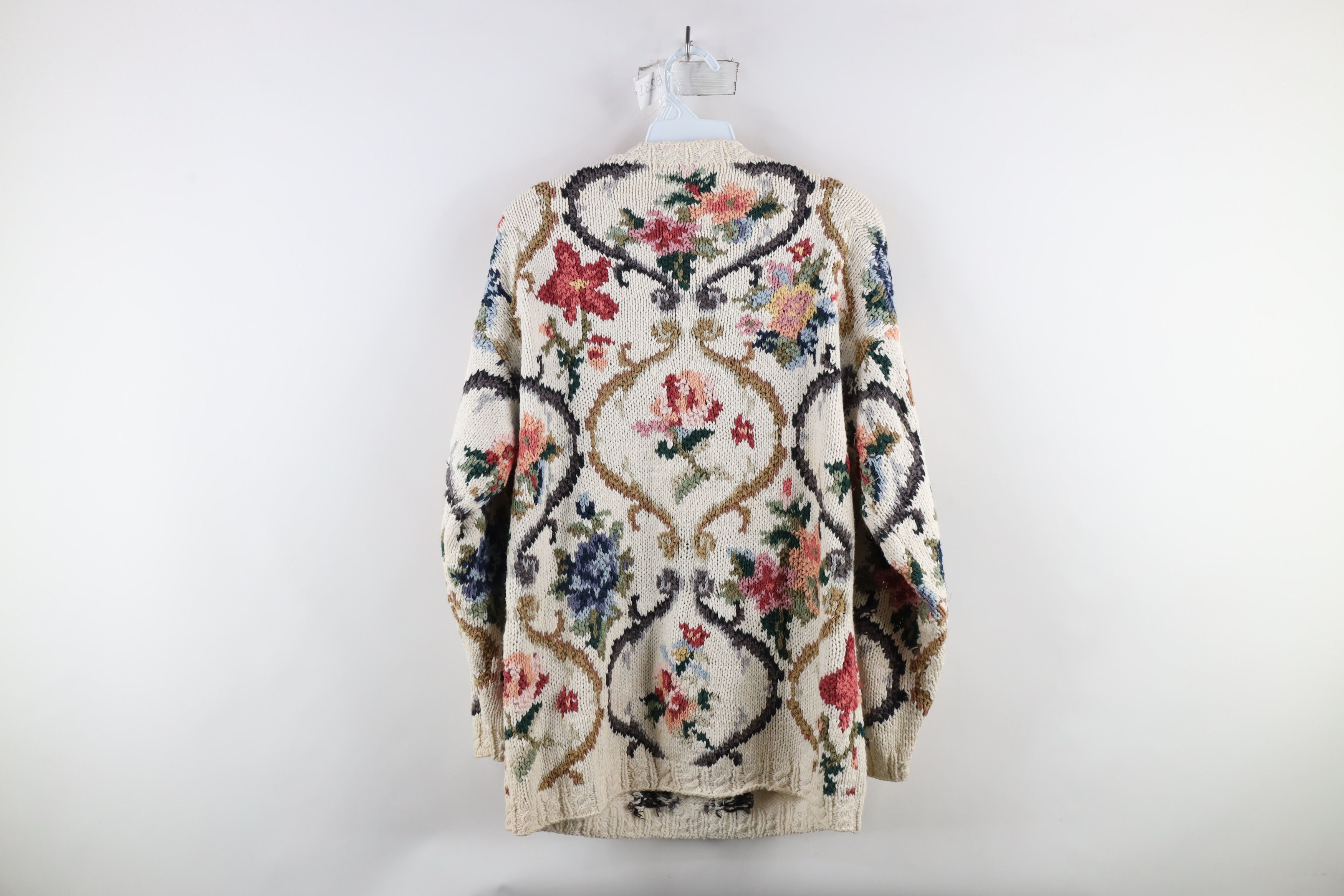 Vintage Vintage 90s Country Primitive Knit Flower Floral Sweater Size M / US 6-8 / IT 42-44 - 9 Thumbnail