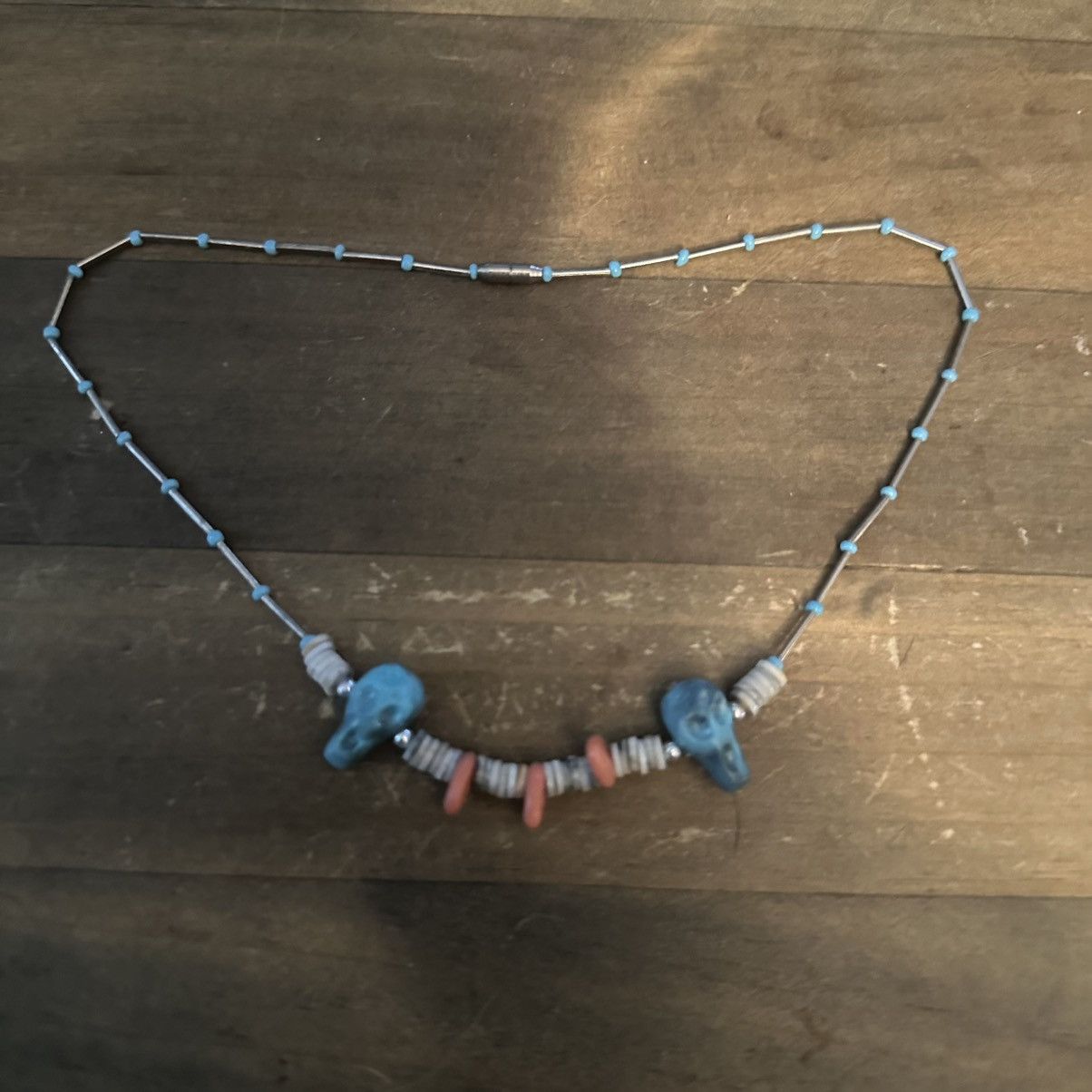 Vintage Vintage silver tone tribal skull shell bead necklace Size ONE SIZE - 2 Thumbnail