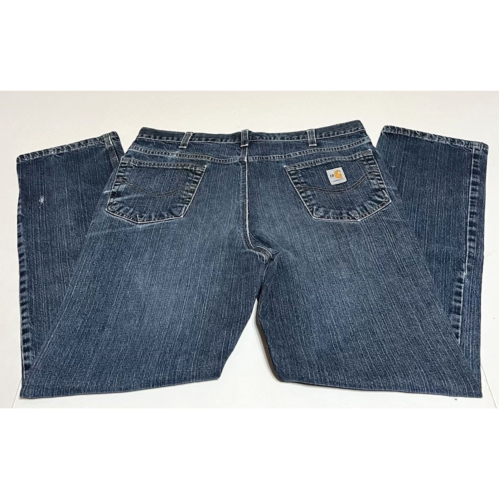 Carhartt Carhartt FR Jeans Mens 36x31 Blue Straight Fit Work Flame Resistant Distressed Denim Cotton Blend Steel Logo Regular Rise Mens Regular Size US 36 / EU 52 - 2 Thumbnail
