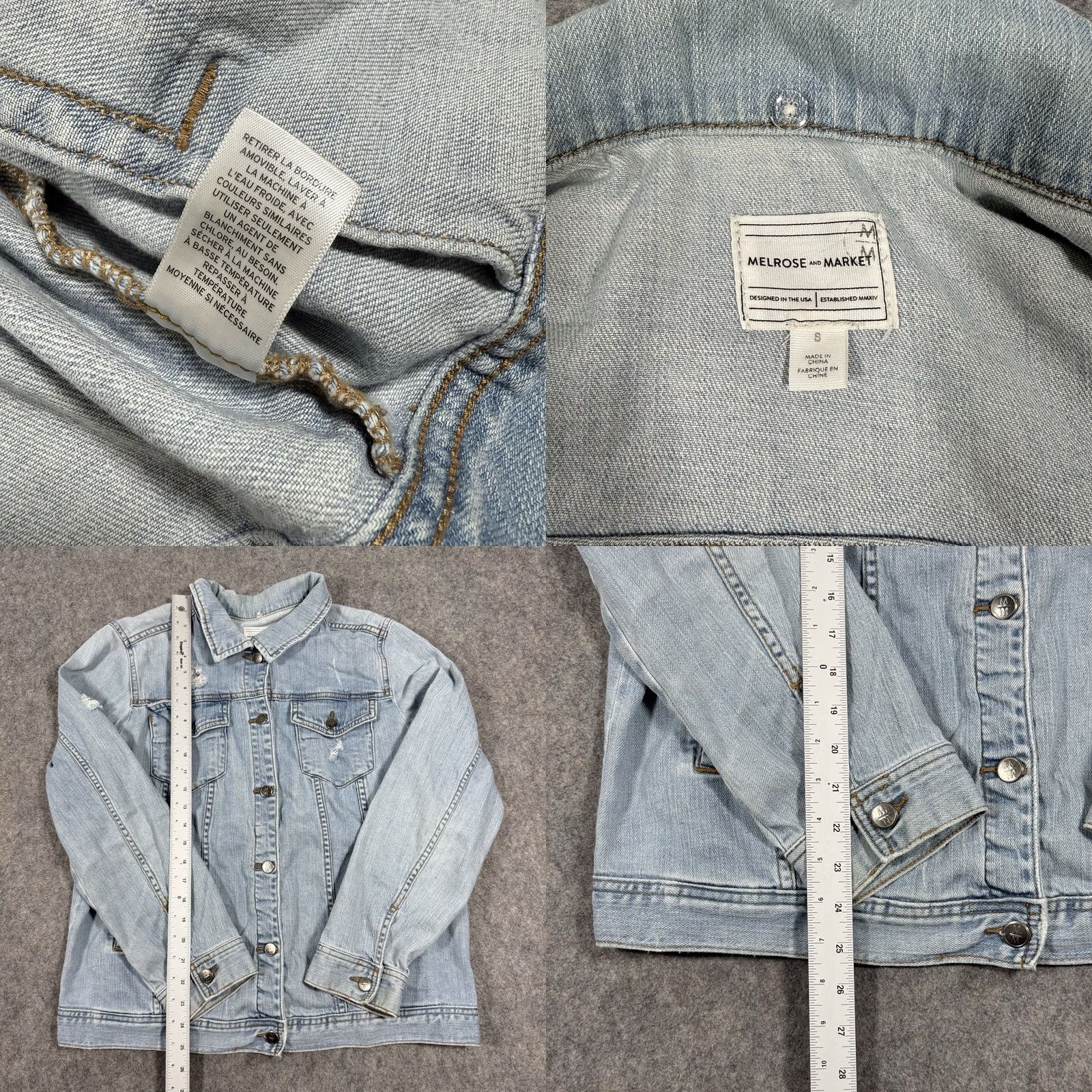 Market Melrose & Market Denim Jacket Woman S Blue Vintage Distressed Lightweight Casual Shirt Size Small Light Blue Size S / US 4 / IT 40 - 8 Thumbnail