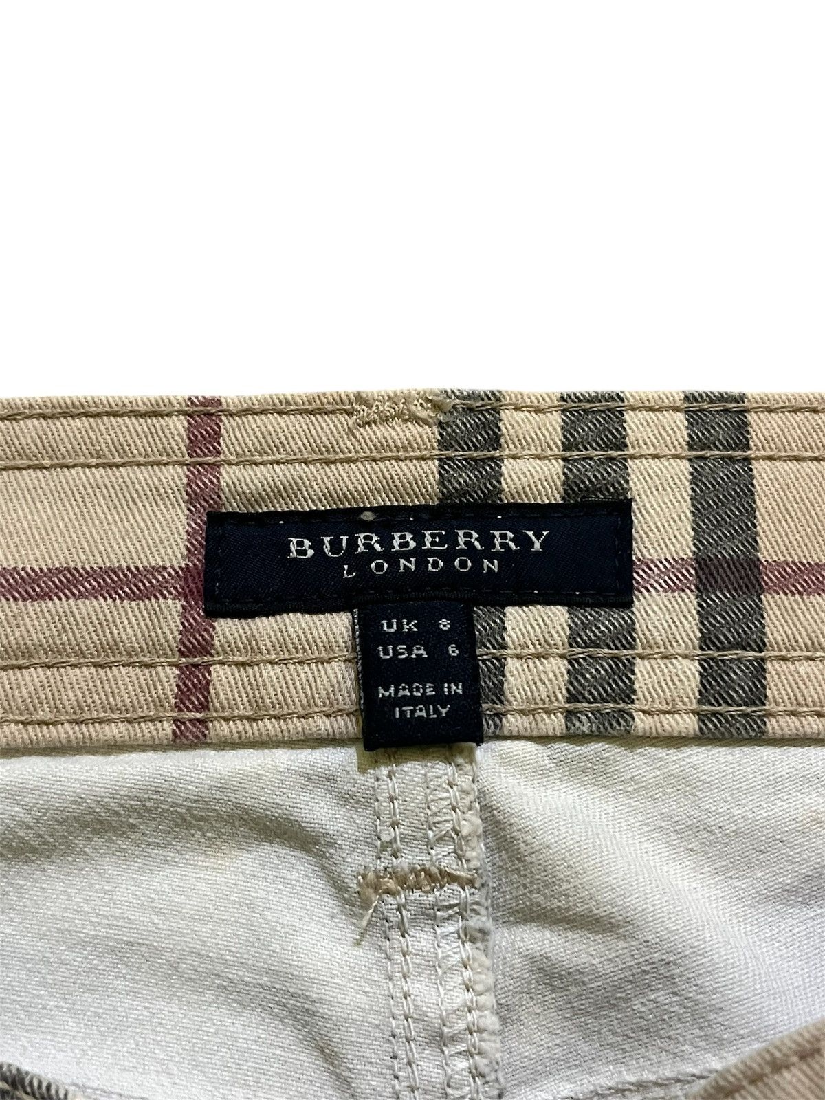 Burberry 2000s Christopher Bailey Era Y2K Nova Check Flared Trousers Size 28" / US 6 / IT 42 - 5 Thumbnail