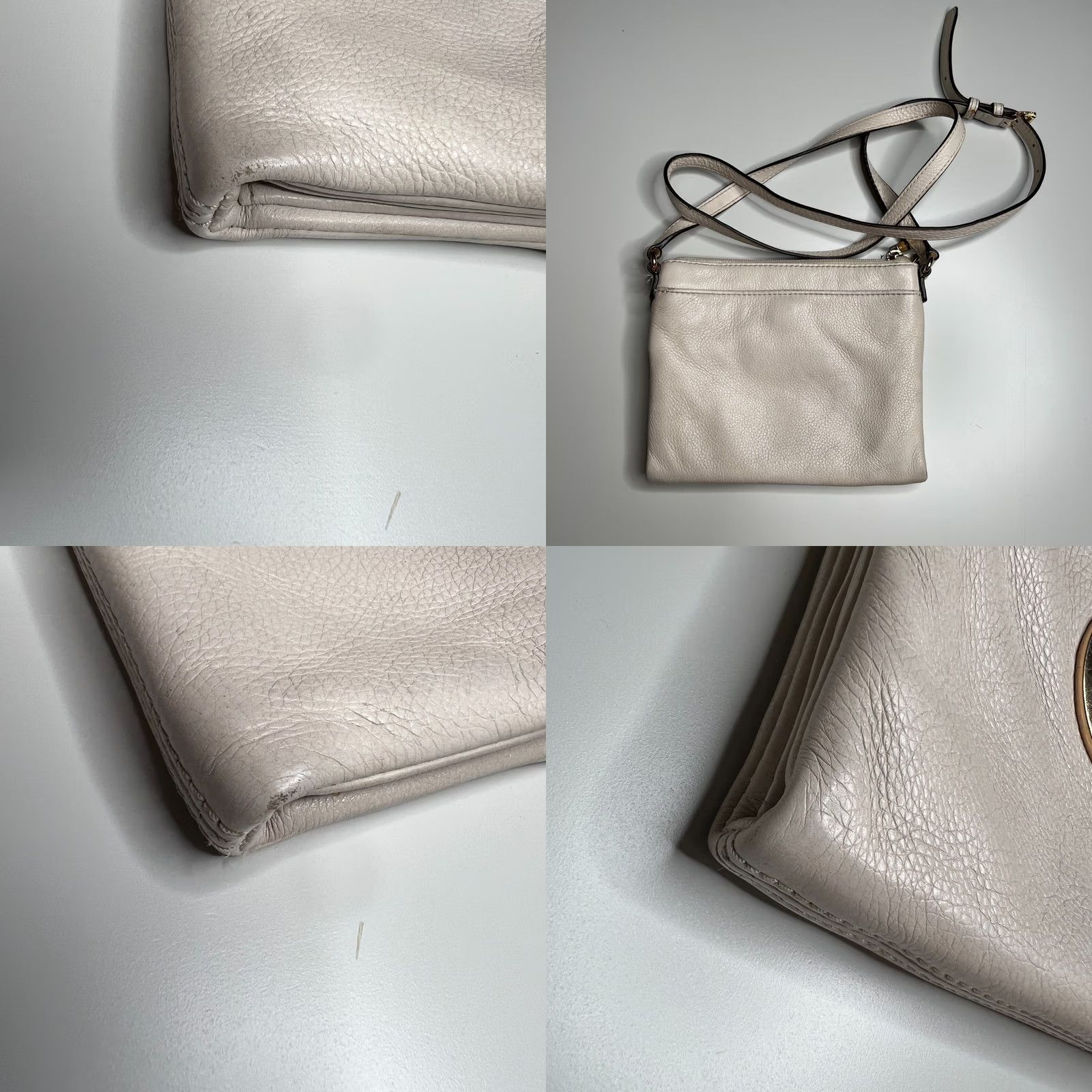 Michael Kors Michael Kors Fulton Crossbody Bag Vanilla Pebbled Leather OD-1409 MK Logo Purse Small Women Crossbody Bag Size ONE SIZE - 8 Thumbnail