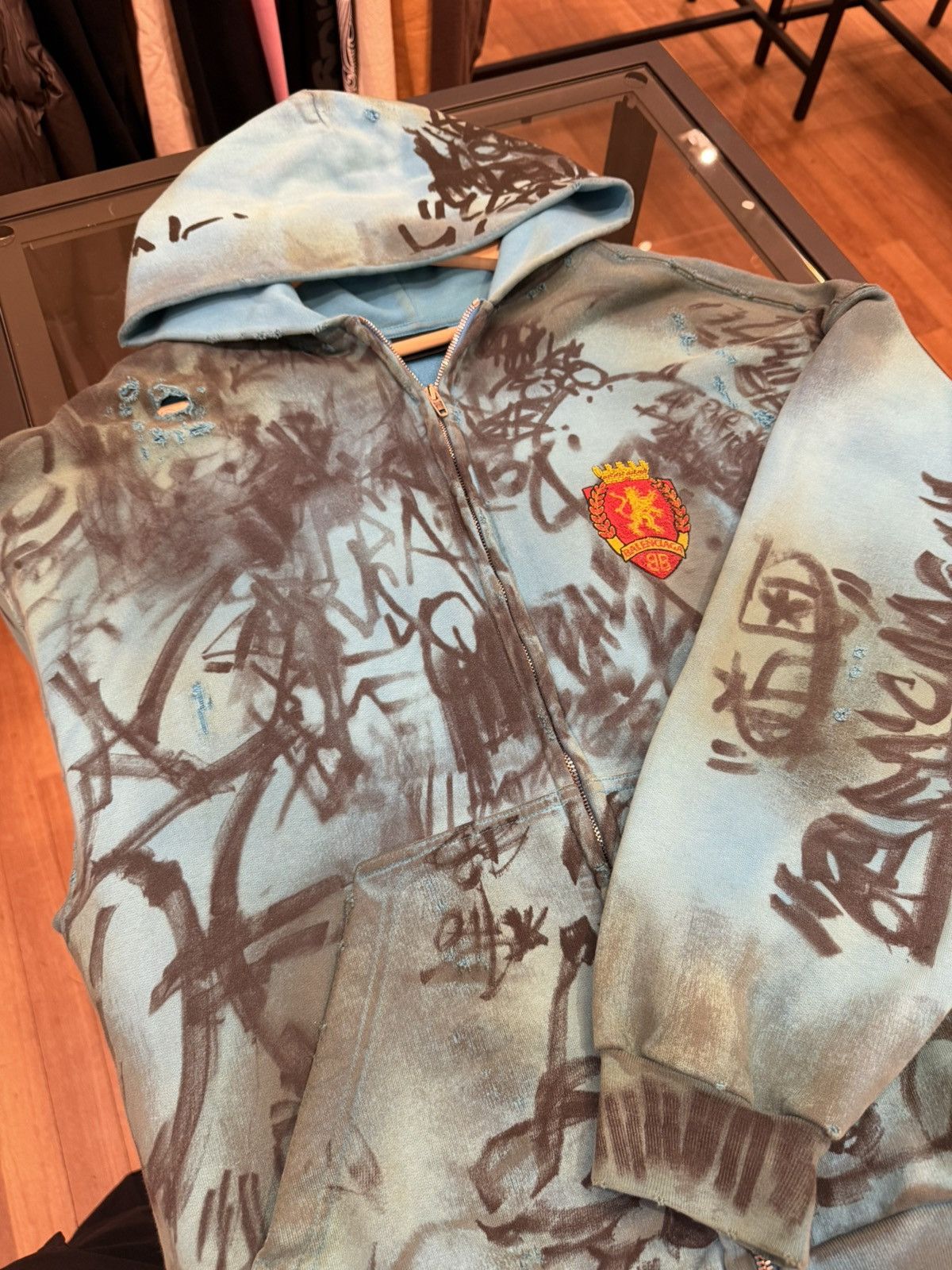 Balenciaga Balenciaga Skater Full Zip Hoodie - Blue Size US XXS / EU 40 - 3 Thumbnail